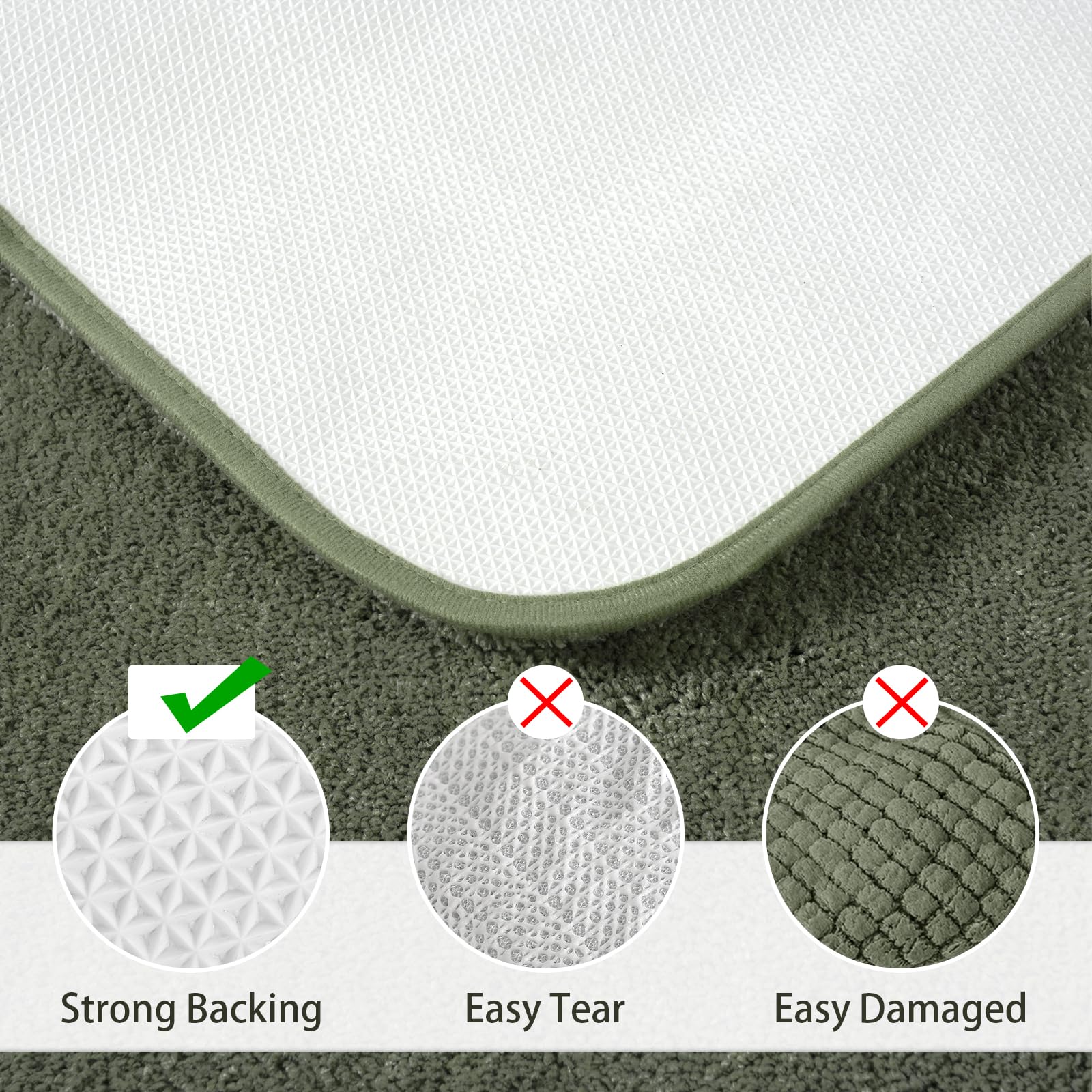Lochas Bathroom Rug Set Sage Green, Soft Bath Rug Set 2 Piece Set, Toilet Mat U-Shaped 20X20 And 34X20 Bathroom Rugs, Quickly Dr