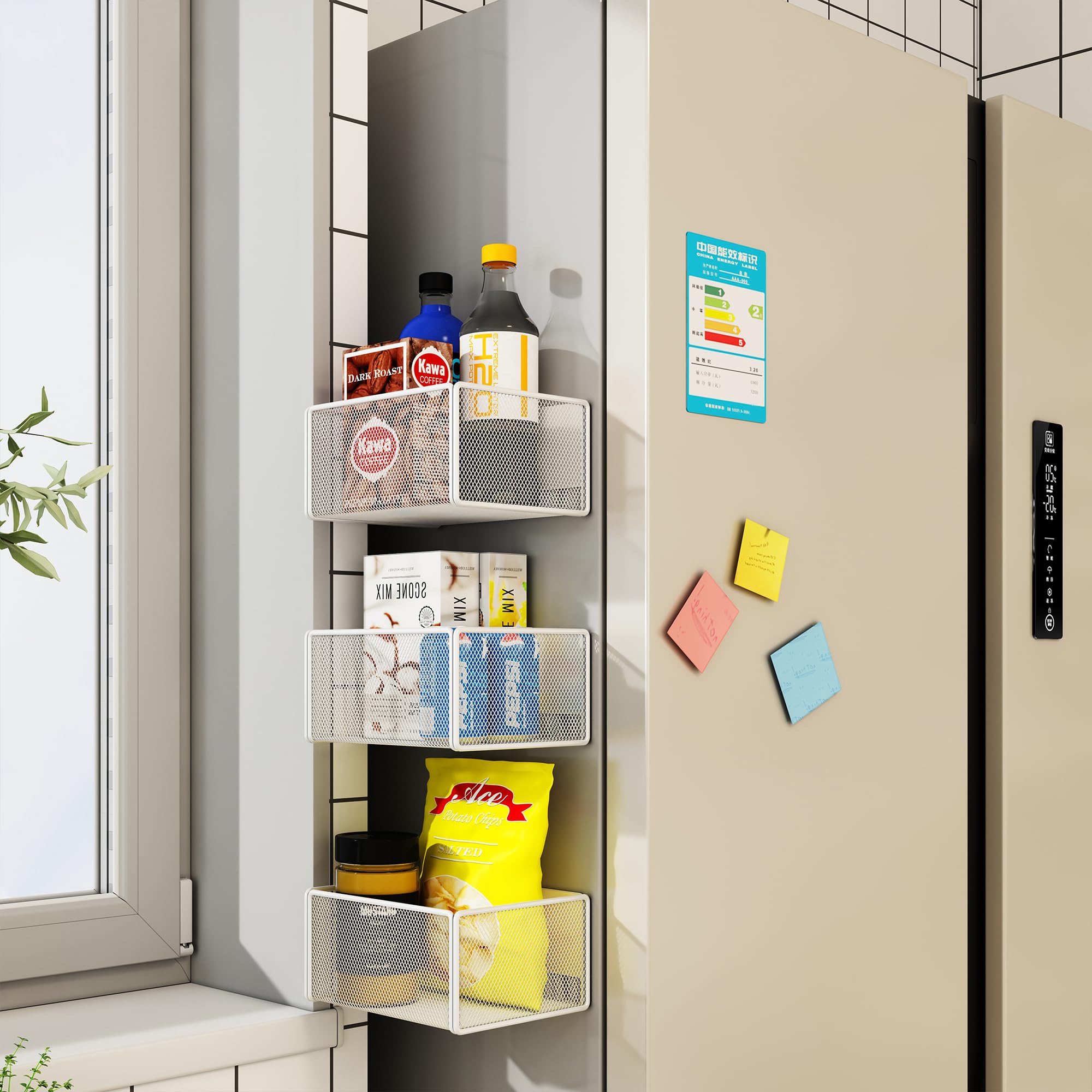 Lifefan Magnetic Basket Organizer Holder For Fridge Magnetic Storage Bin Box Containers For Refrigerator Whiteboard Classroom (S