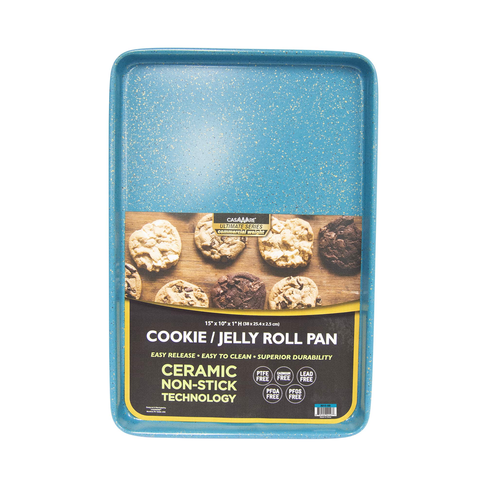Casaware 3Pc Ultimate Commercial Weight Cookie Sheet Set, Two 15 X 10-Inch Pans, One 13 X 9-Inch-Inch Pan (Blue Granite)