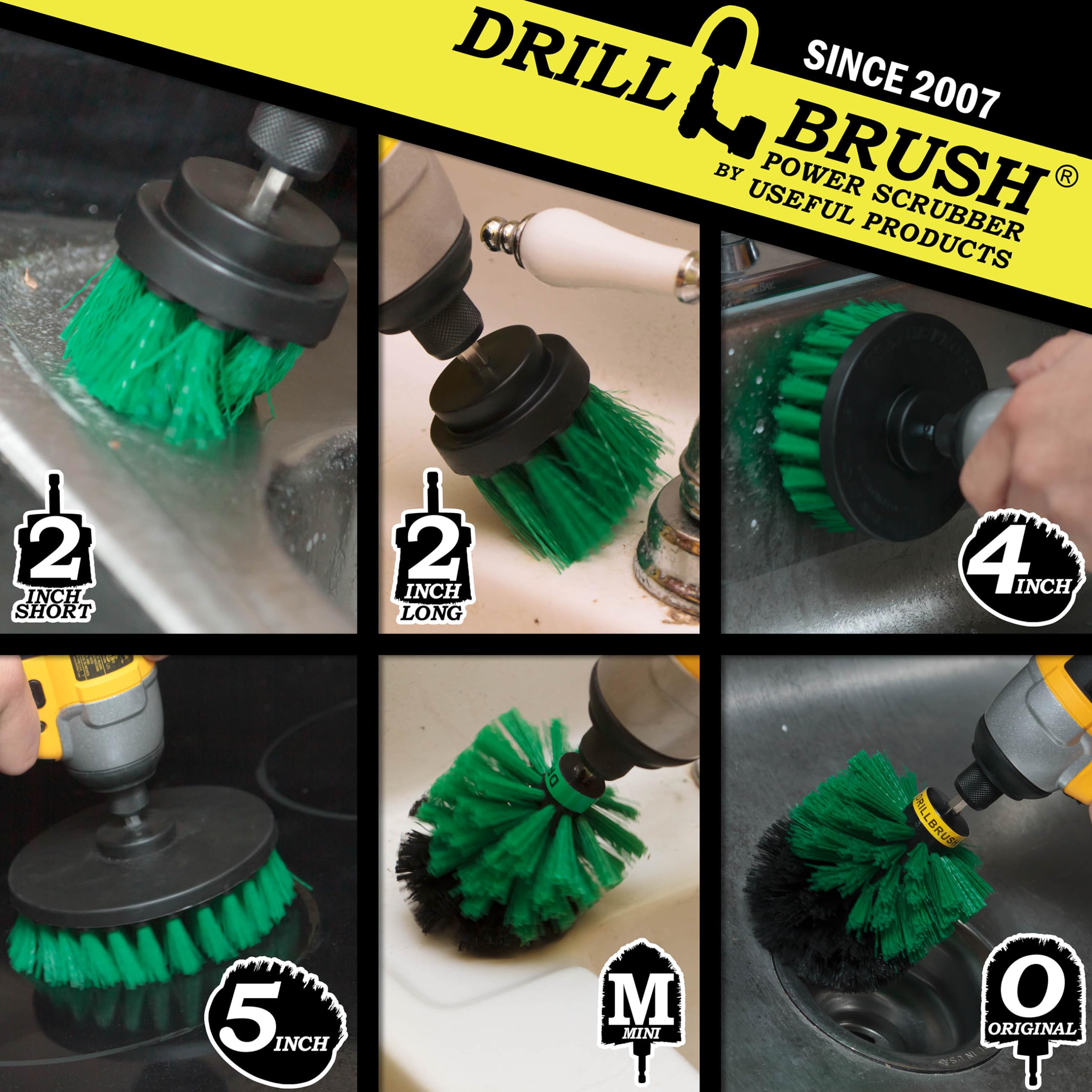 Cleaning Supplies - Kitchen Accessories - The Ultimate Kitchen Drill Brush Attachment Kit - Crock Pot - Cast Iron Skillet - Coun