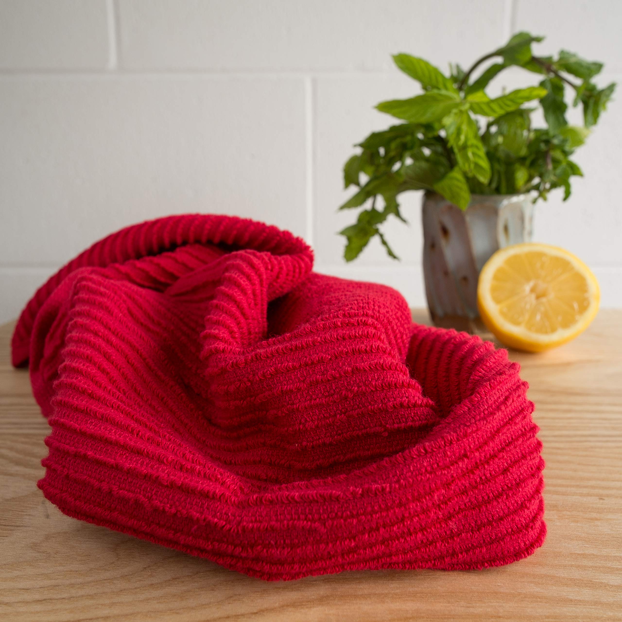Now Designs Ripple Kitchen Towel  Set of 2  Red