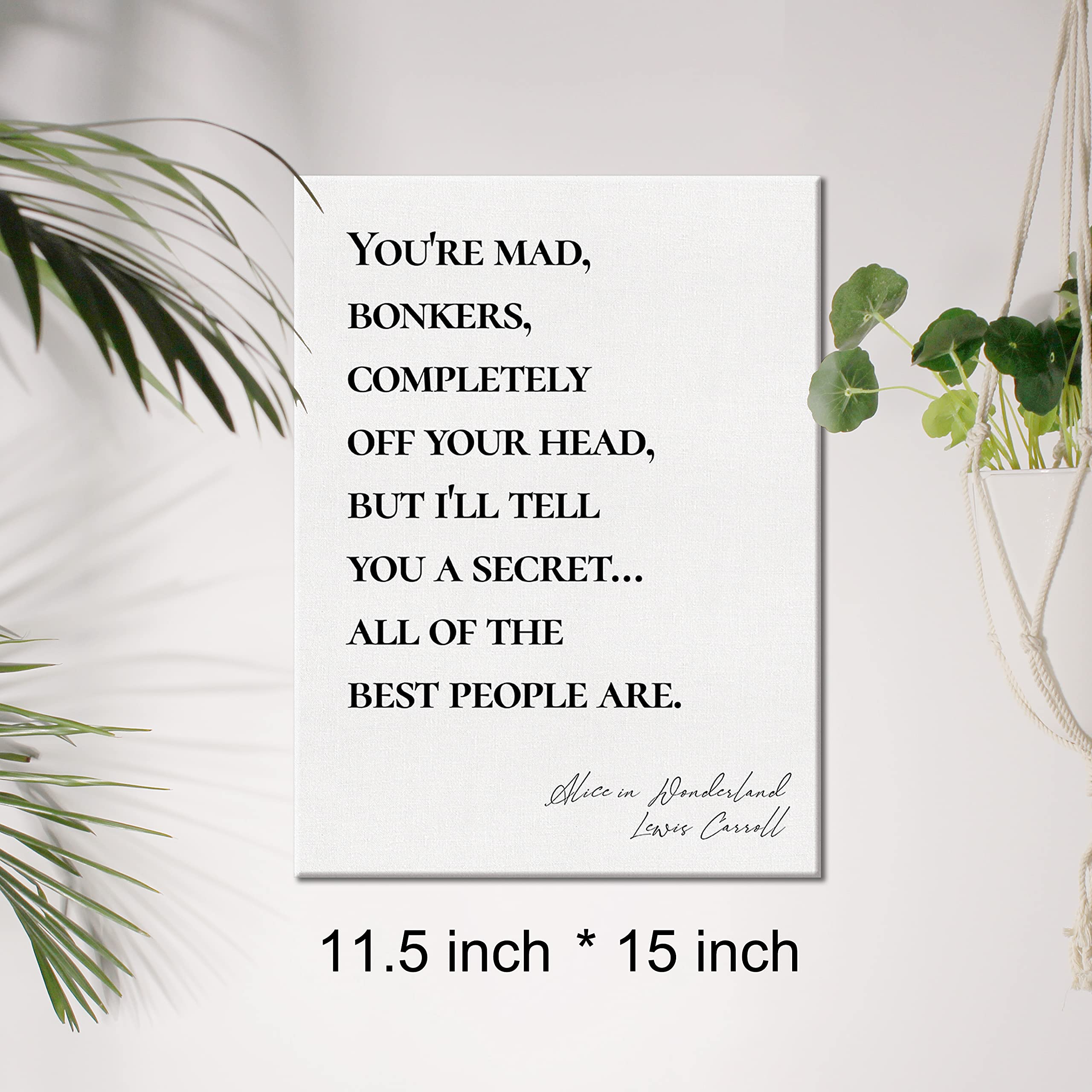 Canvas Wall Art Inspirational Alice In Wonderland Quote YouRe Mad Bonkers Canvas Print Positive Canvas Painting Home Bedroom Wa