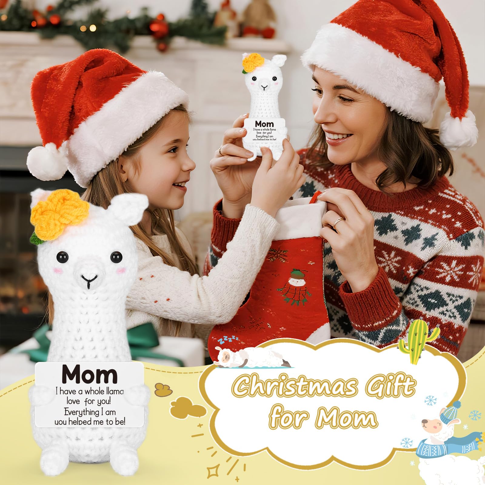 Christmas Llama Mom Gifts from Daughter Son, Stocking Stuffers Birthday Gifts for Mom Mama Bonus Stepmom Mother in Law, Best Mom