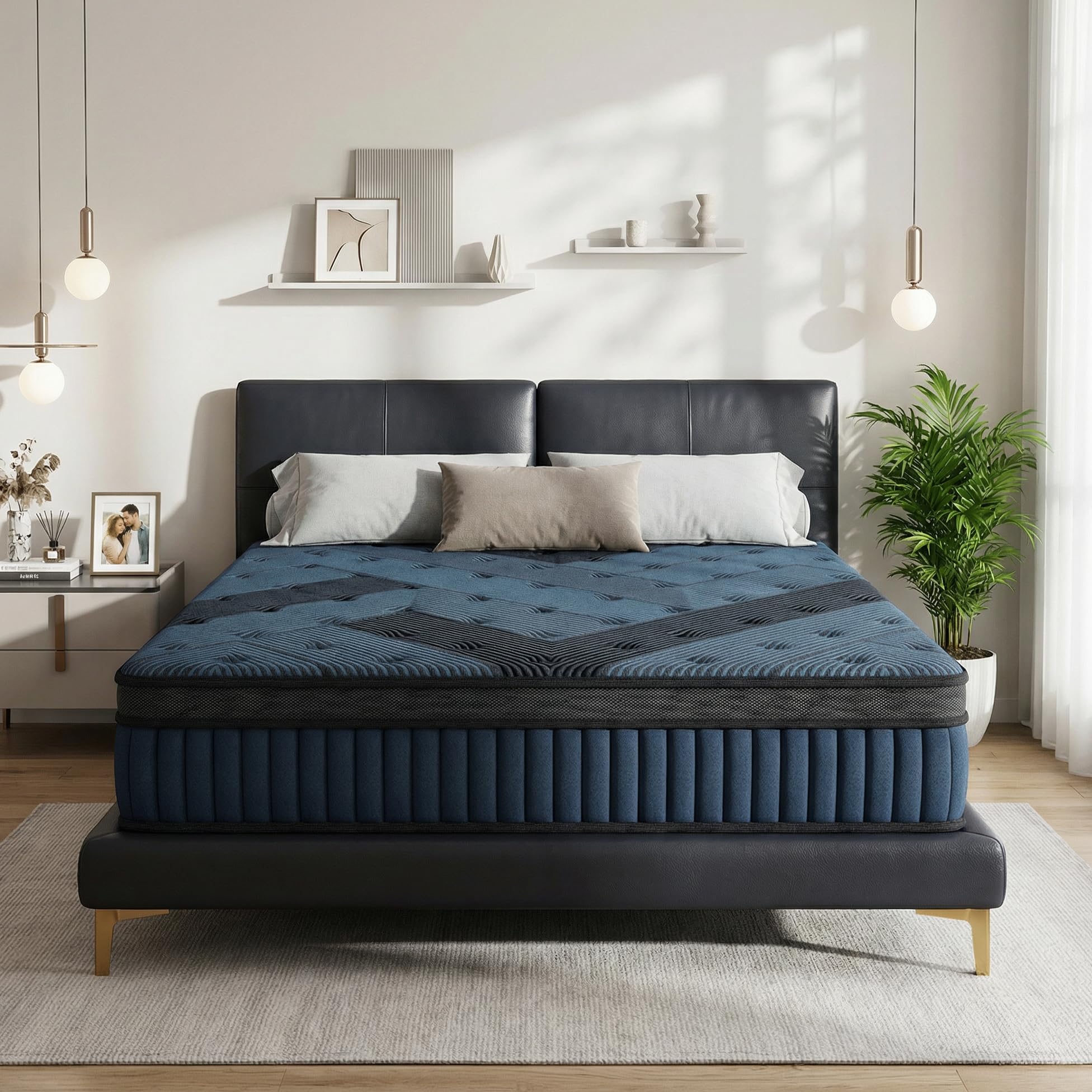 Inight Queen Mattress, 12 Inch Firm Hybrid Mattress In A Box, Pro Support Pocket Coils & Cooling Airflow Memory Foam, Designed F