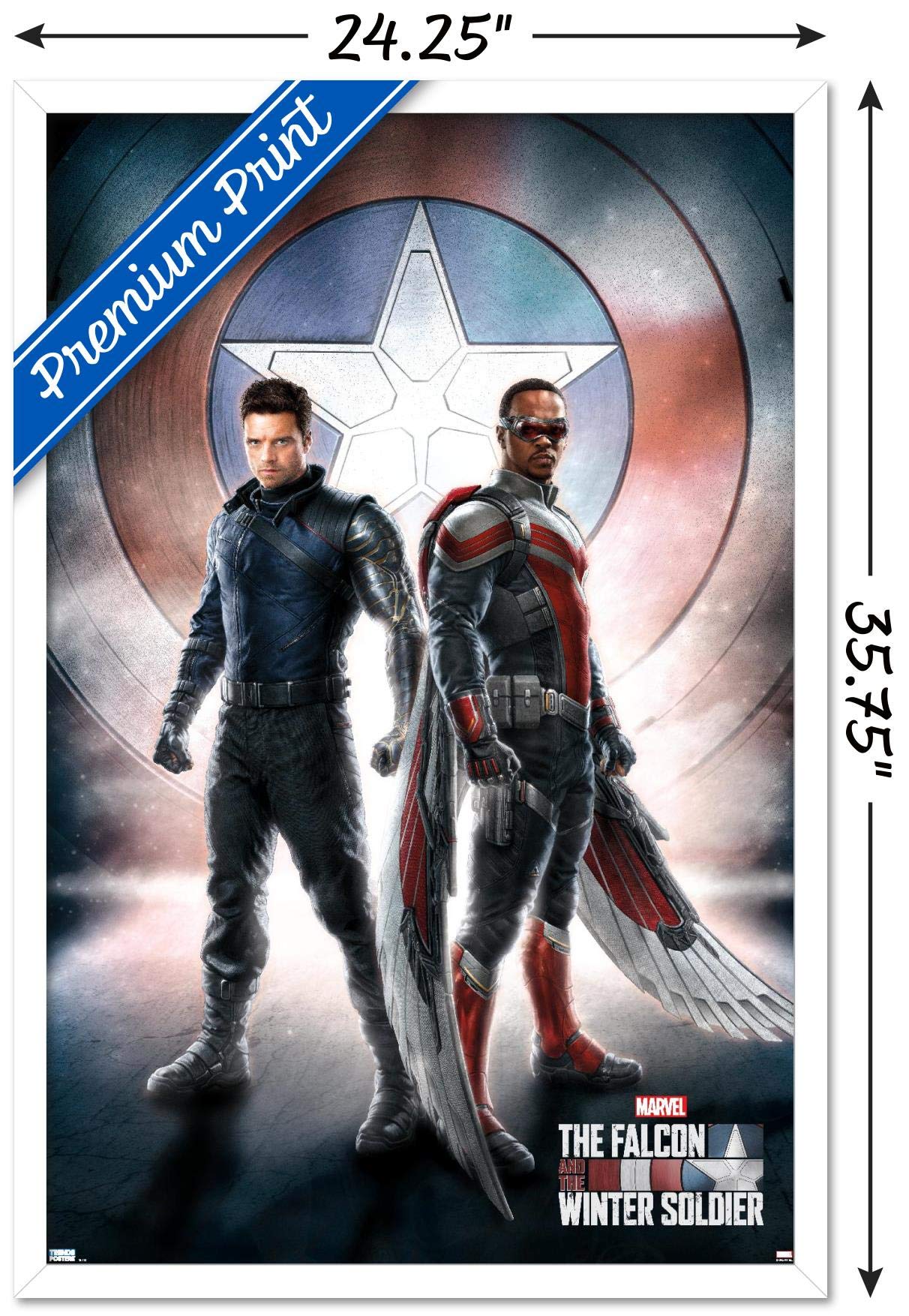 Trends International Marvel Television - Falcon And Winter Soldier - One Sheet Wall Poster, 22.375'' X 34'', White Framed Versio