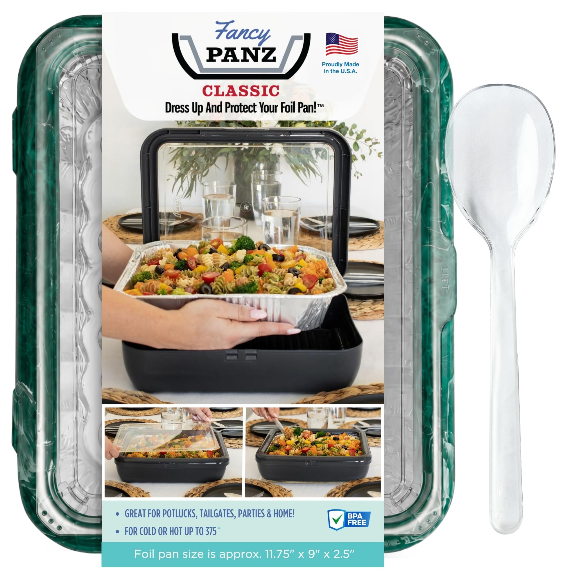 Fancy Panz Green Marble  Classic  Reusable Foil Pan Holder  Made in USA