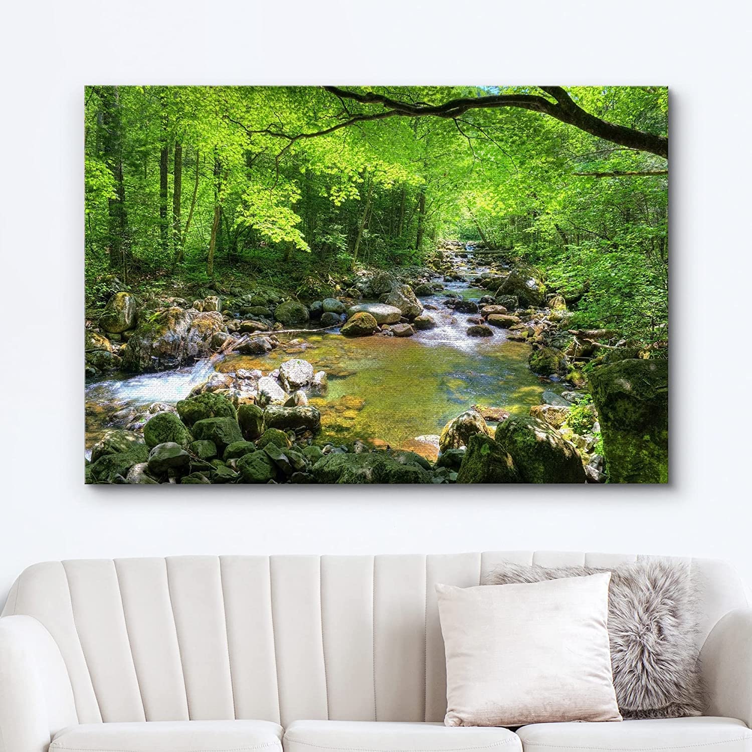 Wall26 Canvas Print Wall Art River Through The Green Forest Nature Wilderness Photography Modern Art Rustic Scenic For Living Ro