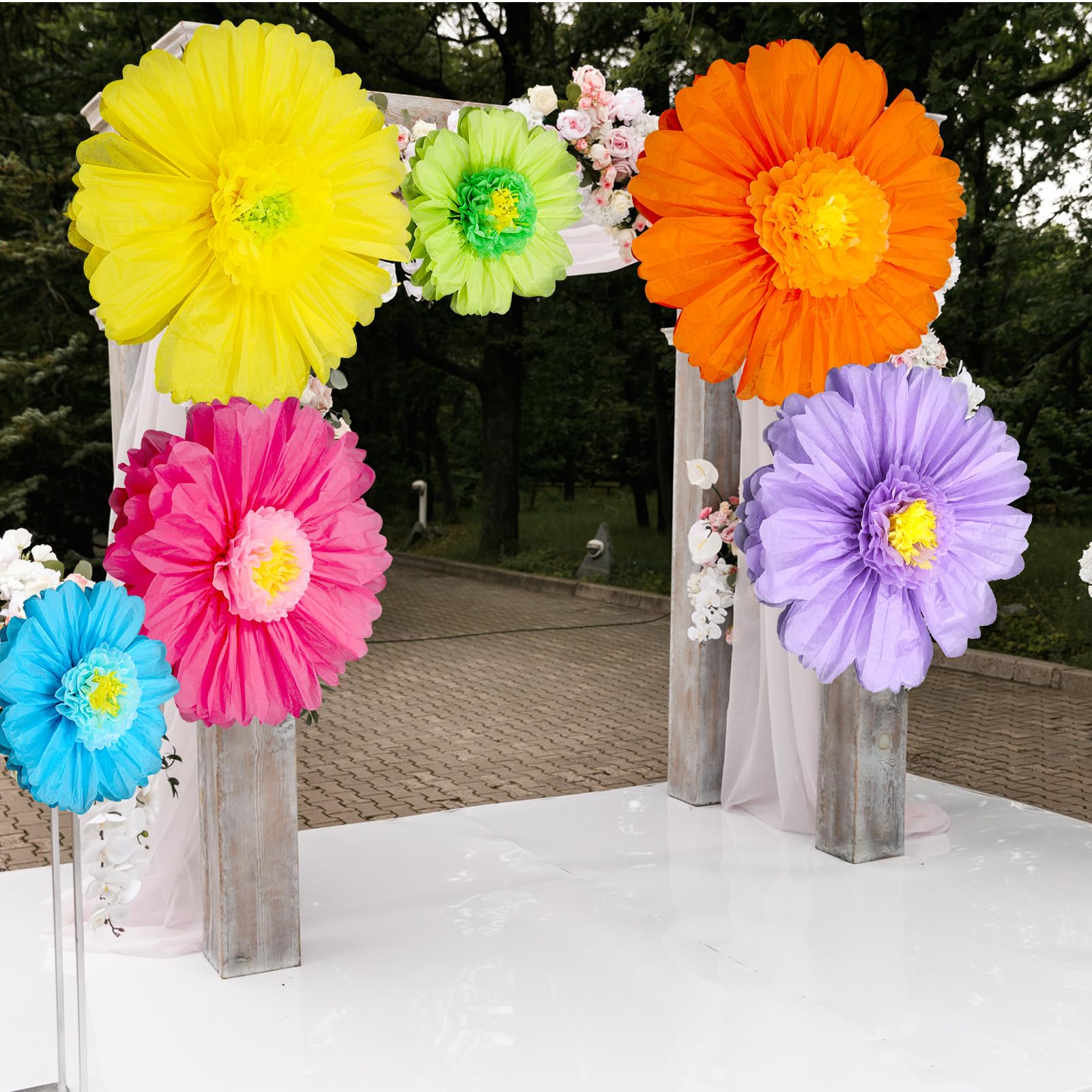 Giegxin 6 Pcs 40 31.5 24 Colorful Giant Paper Flowers Decorations for Wall Extra Large Christmas Tissue Paper Flowers Crepe Flor