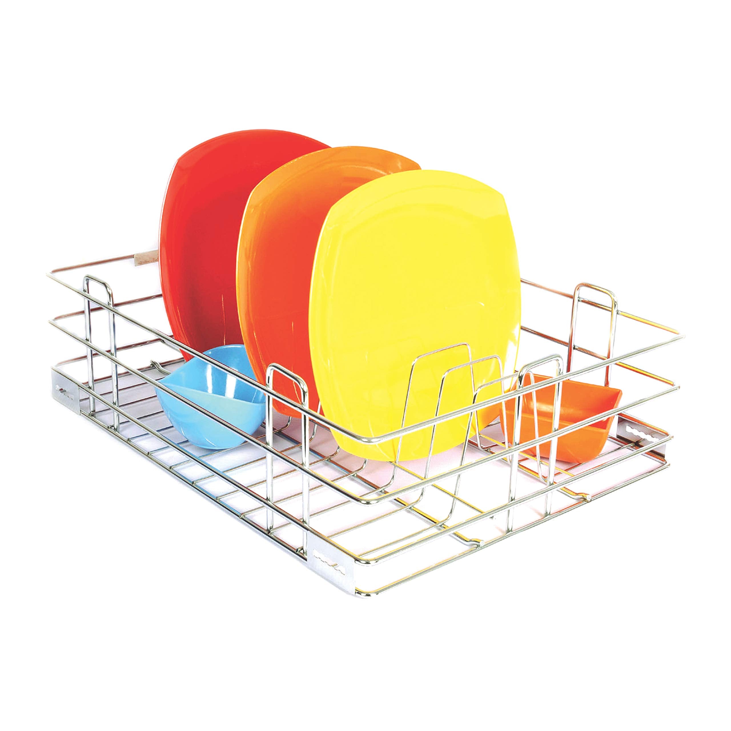 Rab Kitchen Basket Stainless Steel Plate Organizer Tray Holder Rack For Kitchen Cabinets Drawer (Code: King Plate, 6) (17 X 2