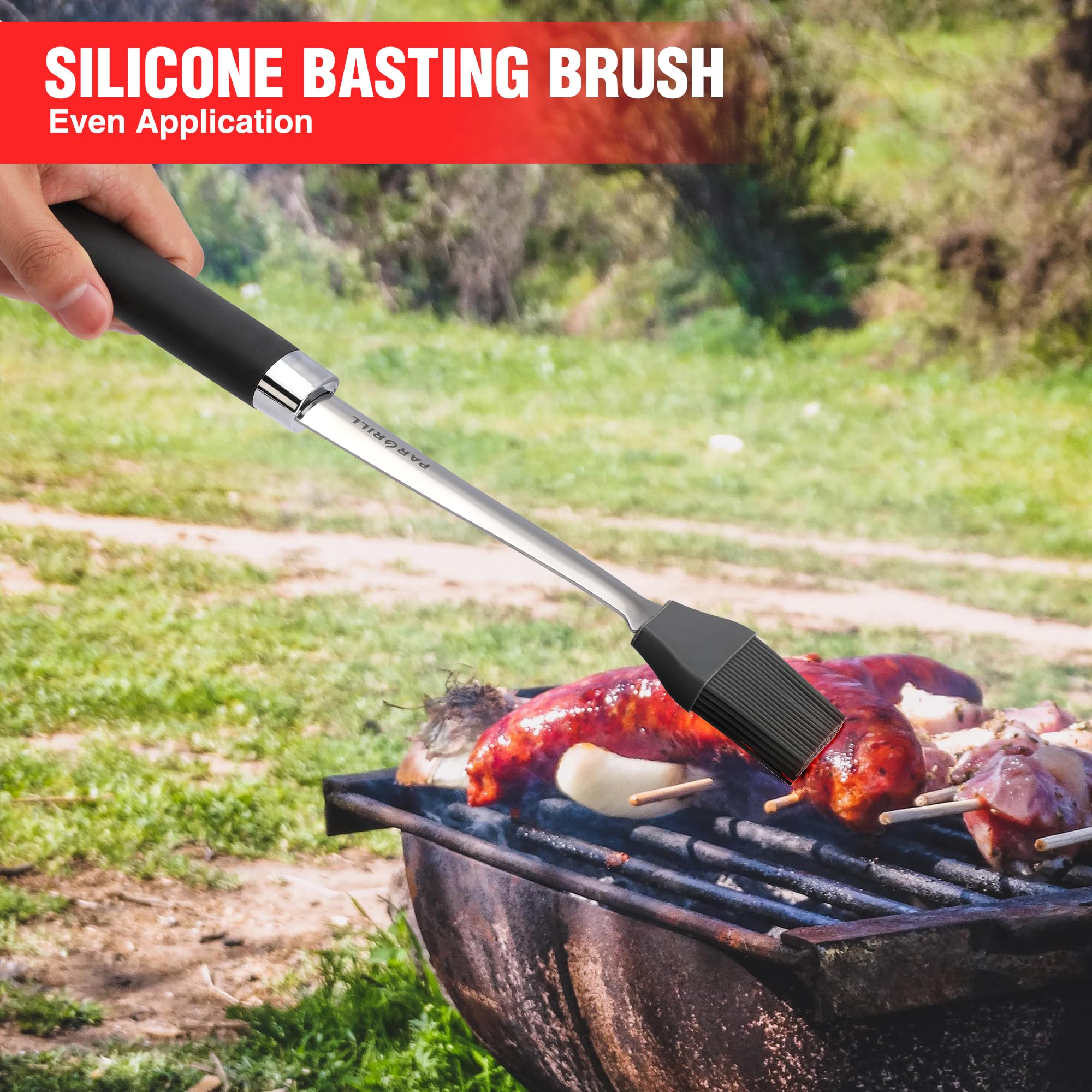 Pargrill Grill Accessories Heavy Duty Bbq Set Gifts For Men/Women - Premium Stainless Steel Spatula, Fork, Brush & Tongs, Barbec