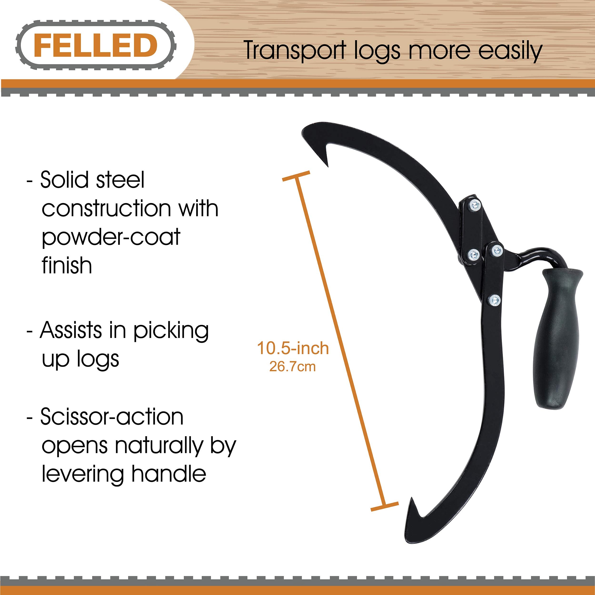 Felled Log Tongs Lifting Firewood Tongs - 10In Manual Log Lifter Logging Tongs Moving Trees And Camping Logs