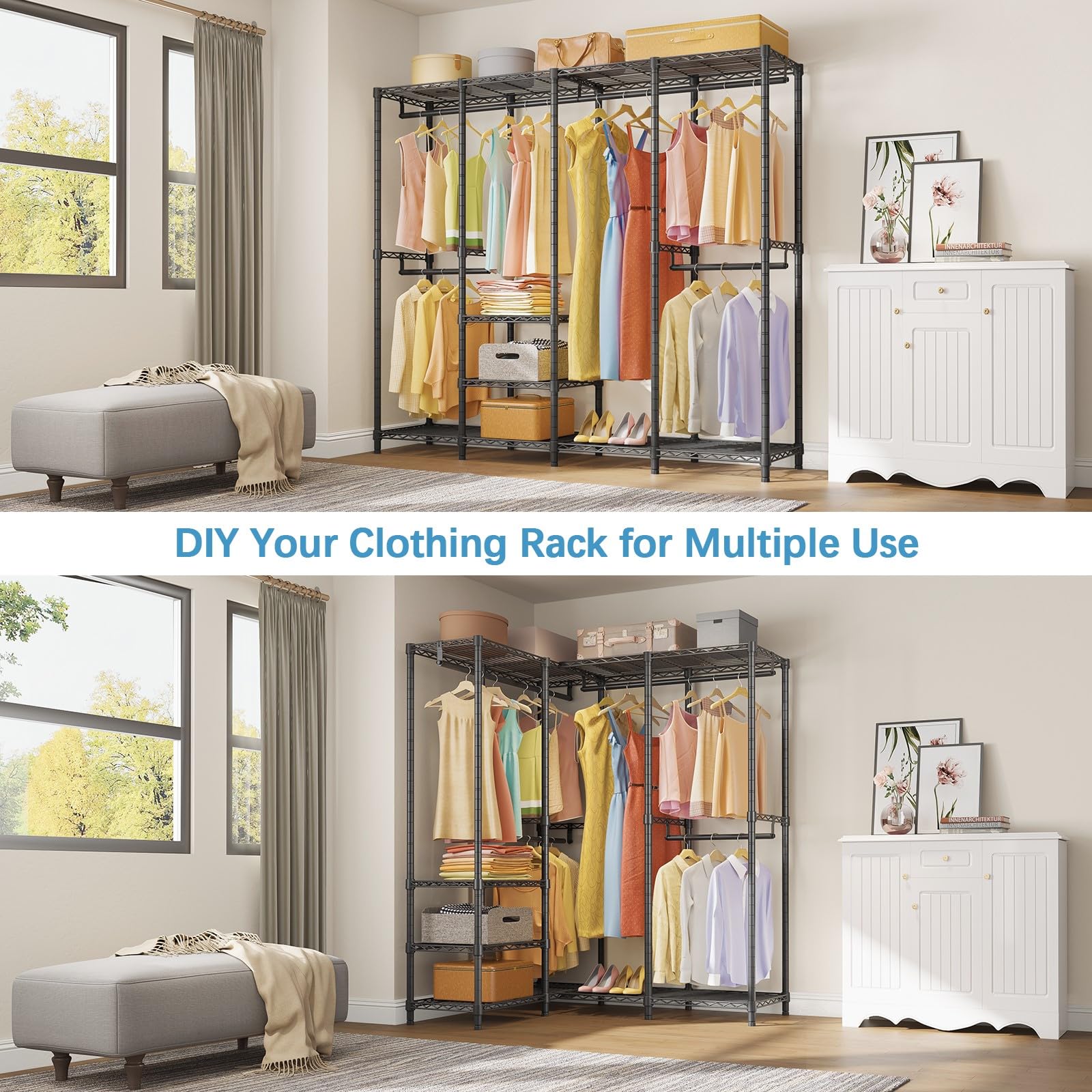 Vipek V40 Medium Garment Rack Heavy Duty Clothes Rack For Hanging Clothes, Multi-Functional Bedroom Clothing Rack Freestanding C