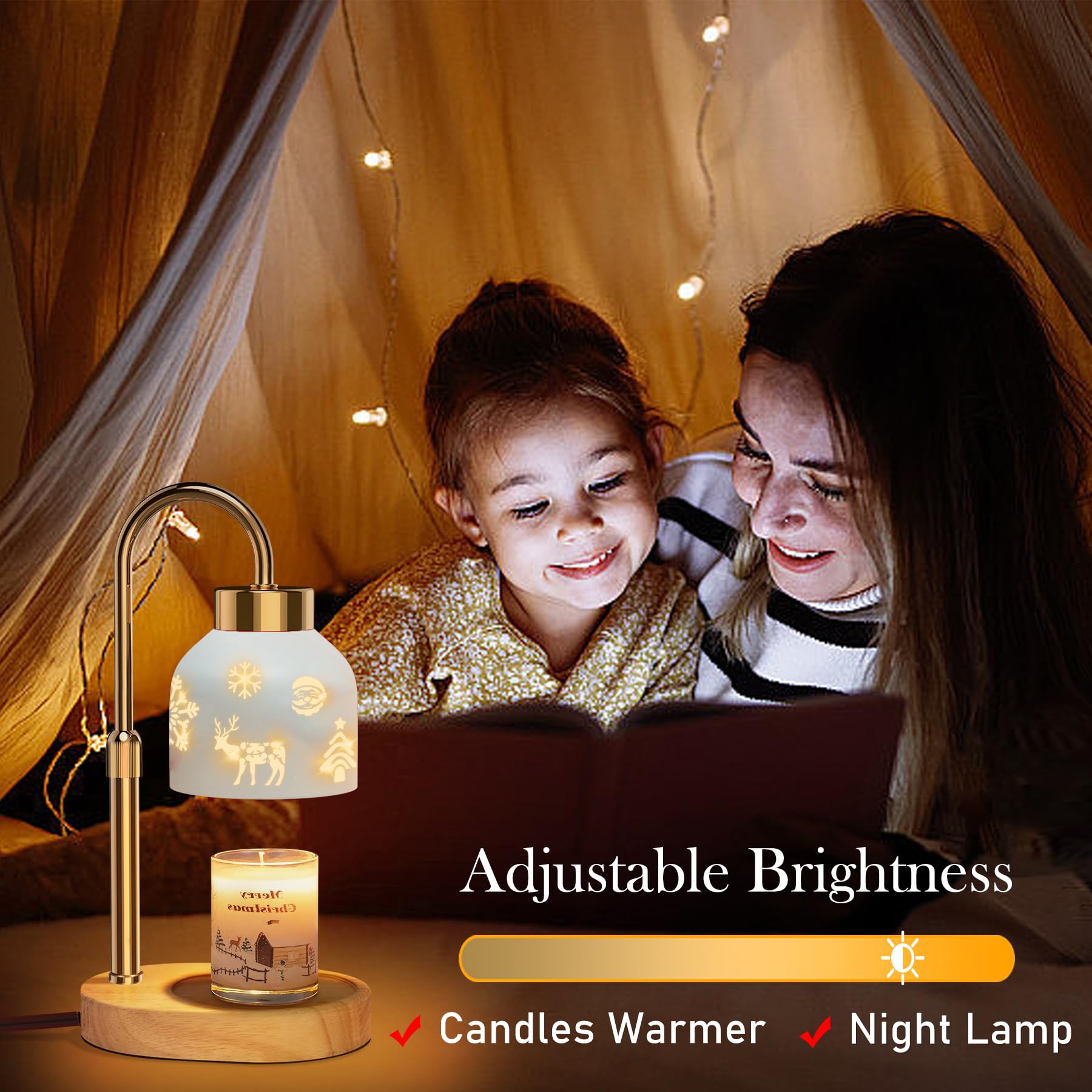 Loowoko Candle Warmer Lamp, Housewarming Gifts for New Home Decor, Dimmable Scented Wax Melt Warmer with Timer, 2 Bulbs, Gift fo