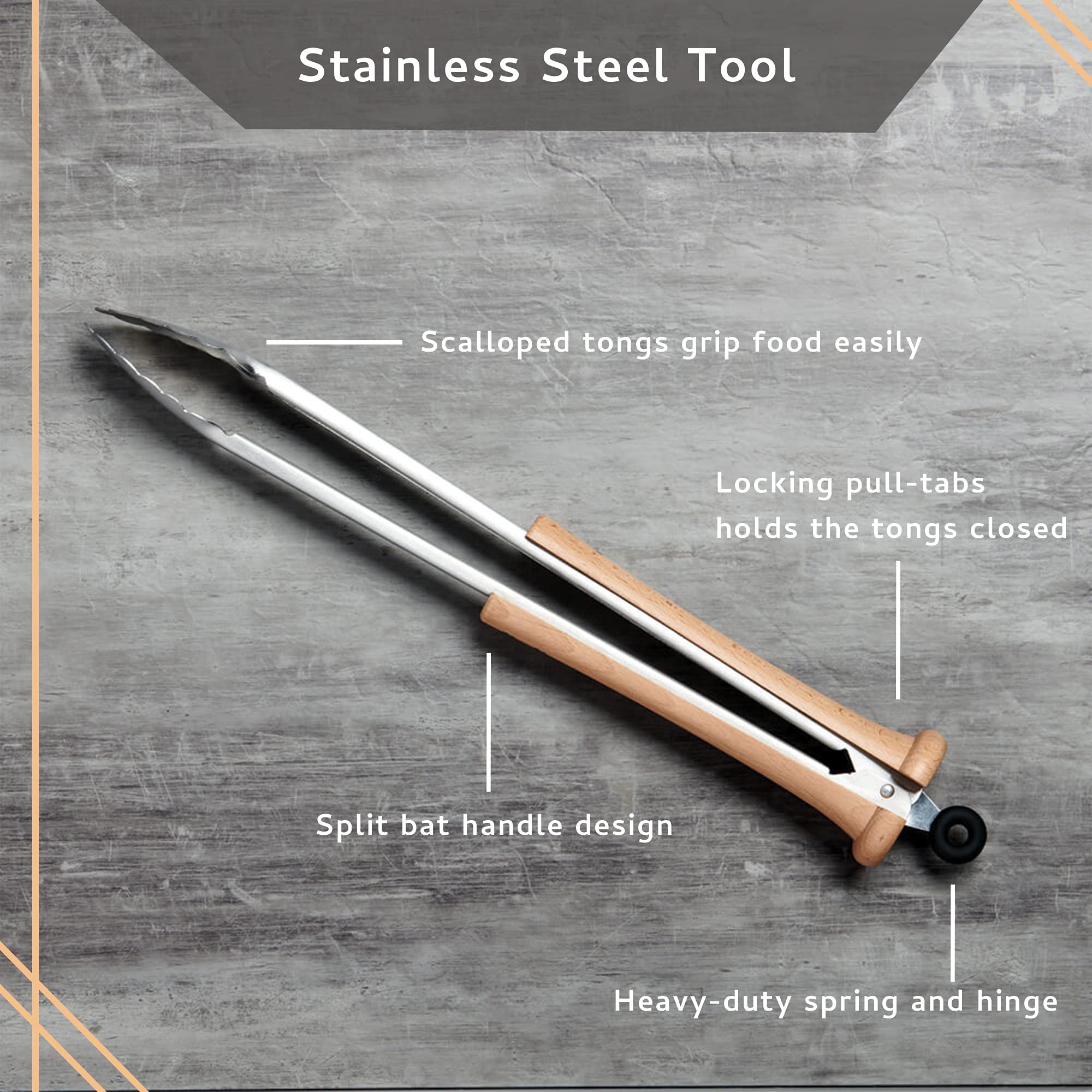 Baseball Bbq | 'Splitfinger' Grill Tongs | Bbq Grilling Accessories & Utensils For Baseball Fans | Patented Wooden Bat Handle &