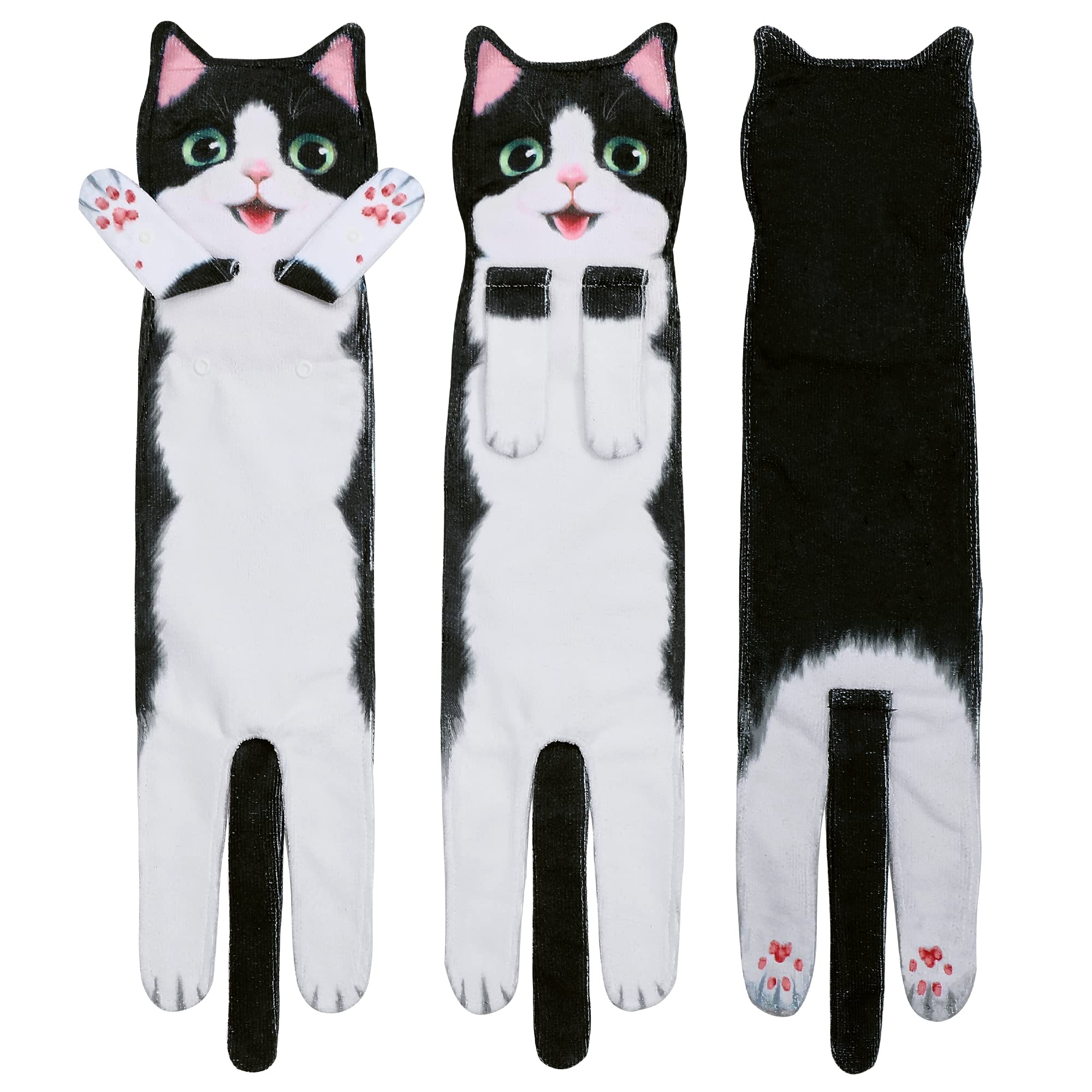 Cat Funny Hand Towels For Bathroom Kitchen - Cute Decorative Cat Decor Hanging Washcloths Face Towels Super Absorbent Soft - Val
