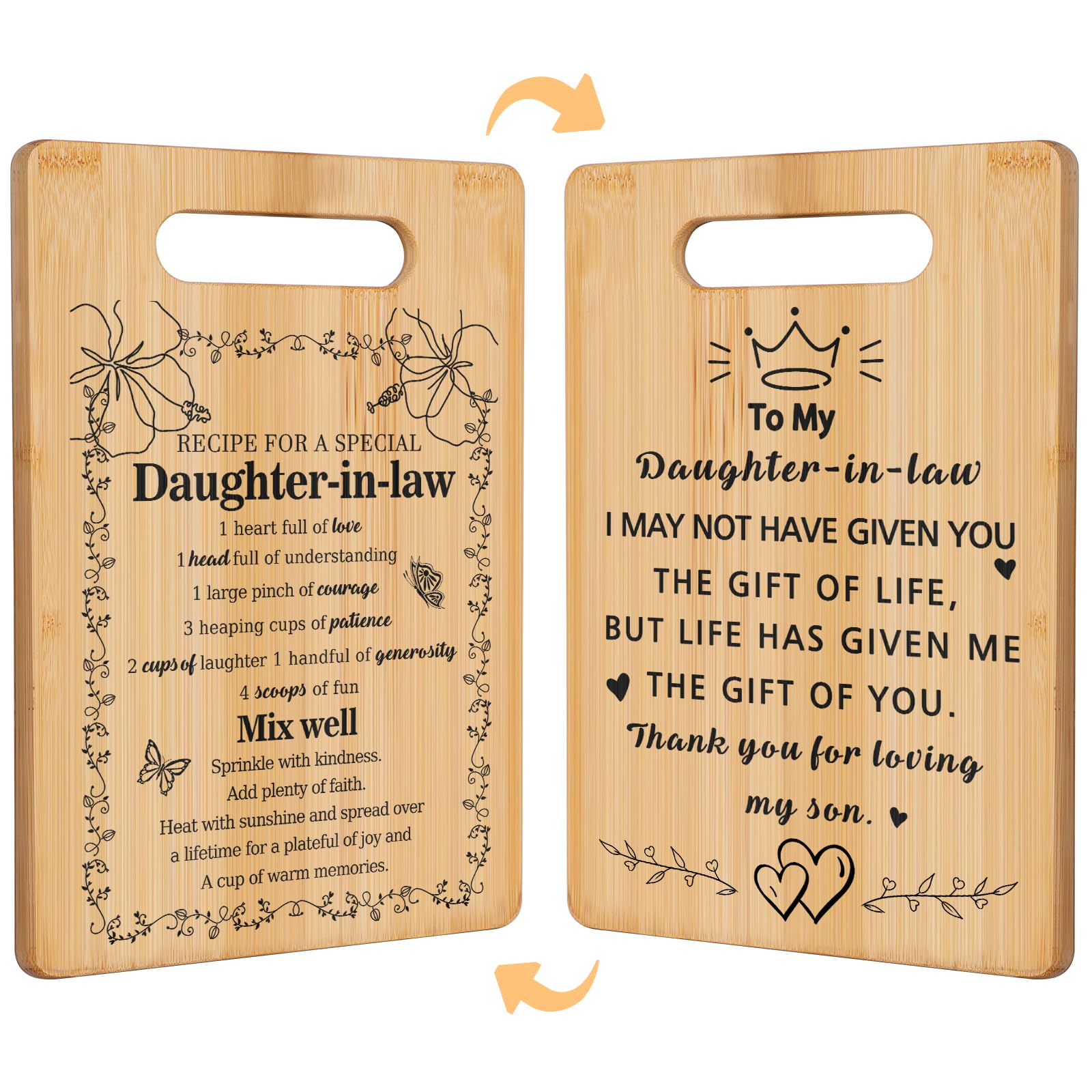 Daughter in Law Gifts,Birthday Gifts for Daughter in Law from Mother in Law,Unique Engraved Cutting Board Decorations Present fo