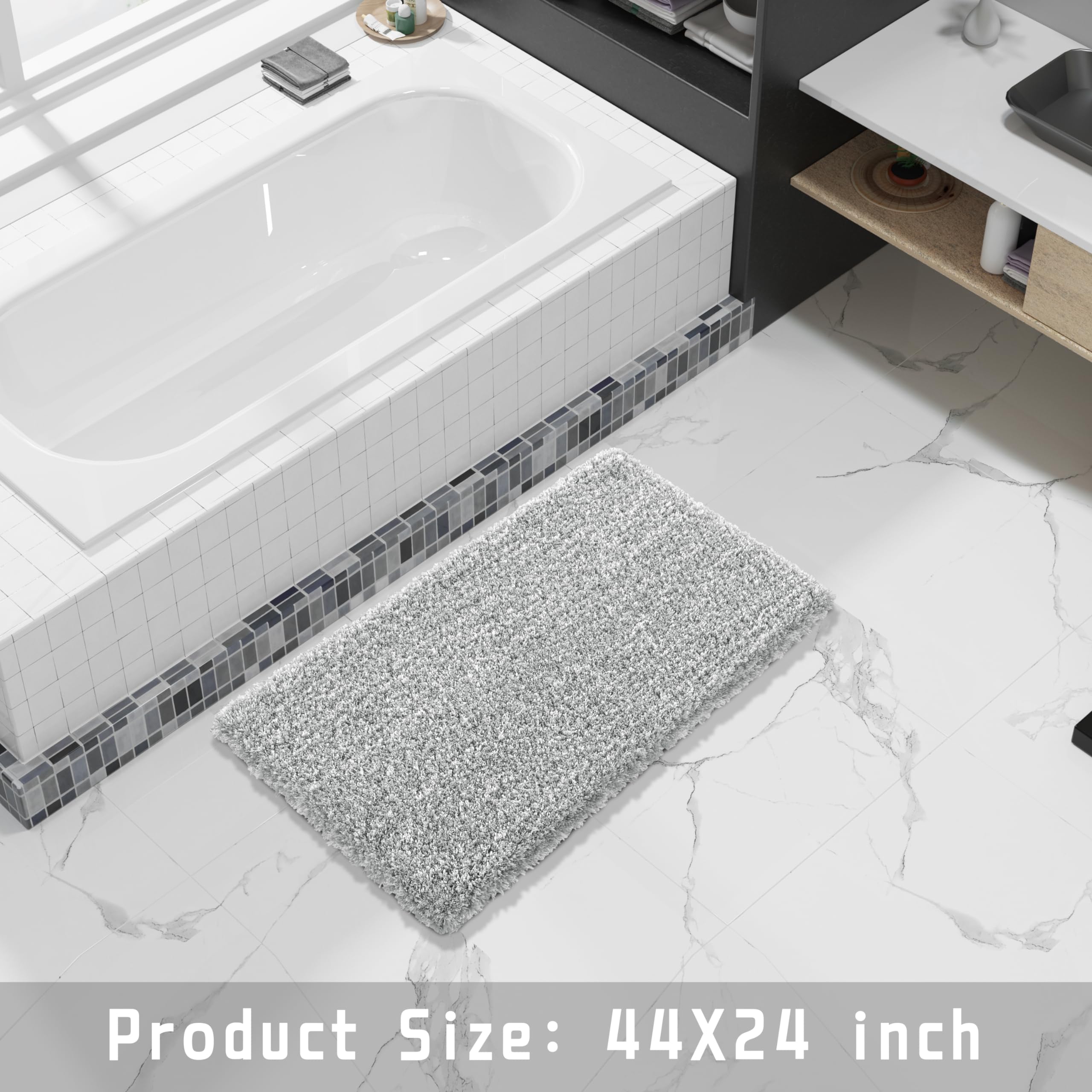 Yimobra Luxury Bathroom Rugs, Fluffy Bath Mats, Non Slip, Water Absorbent Microfiber, Machine Washable, Plush Carpet Shower Rugs