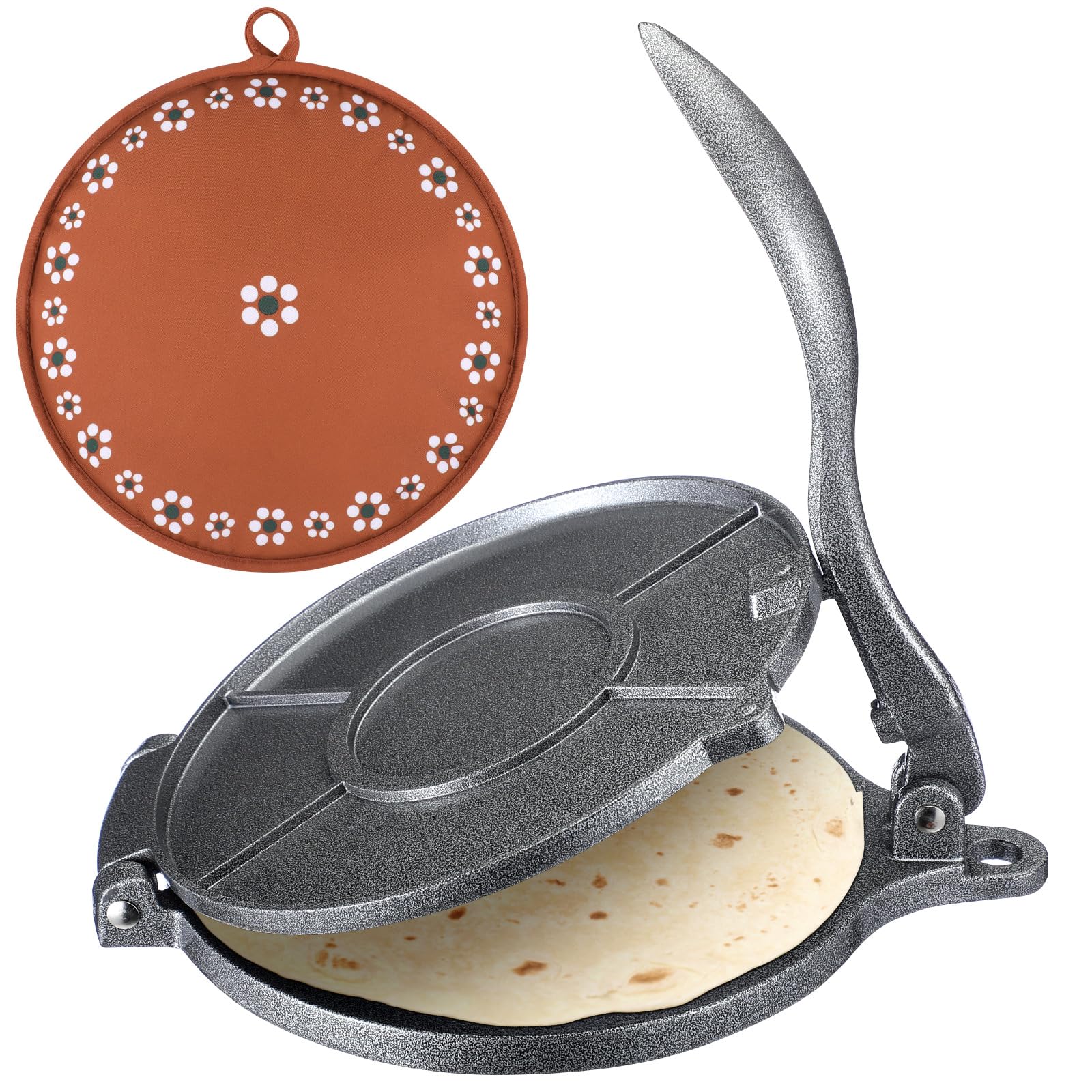 Honeydak 2 Pcs 8 Inch Tortilla Press with 10 Inch Warmer Pouch Taco Maker Kit, Aluminum Non-stick Roti Maker Prensa Para Tortill