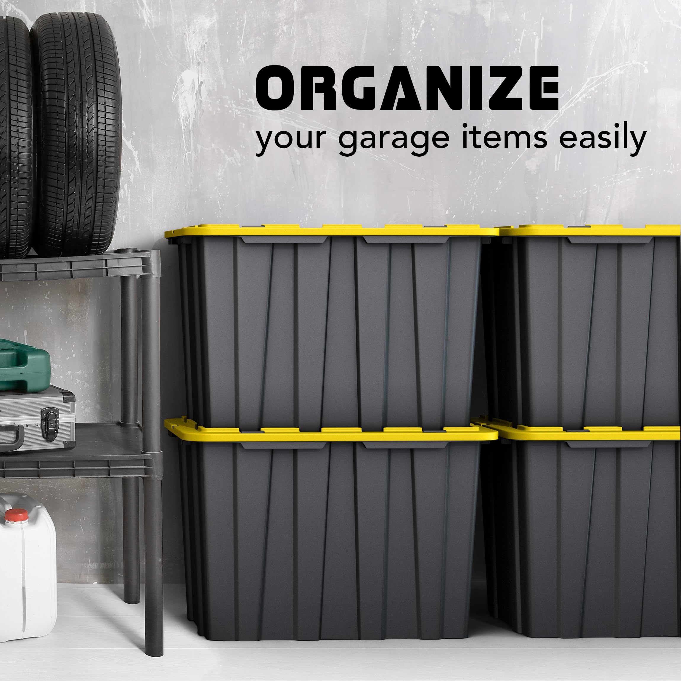 Lifetime Appliance (4 Pack) 23 Gallon Plastic Storage Bin Tote Organizing Container With Ultra Durable Secure Latching Lids, Sta