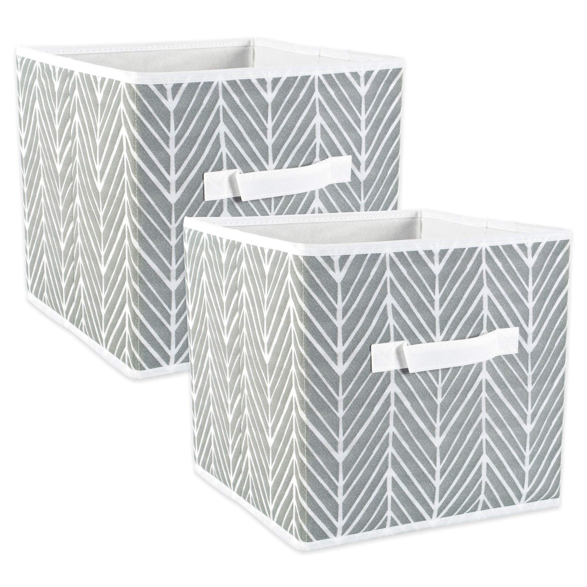 Dii Non Woven Storage Collection Polyester Herringbone Bin, Large Set Of 2, Gray, 2 Piece