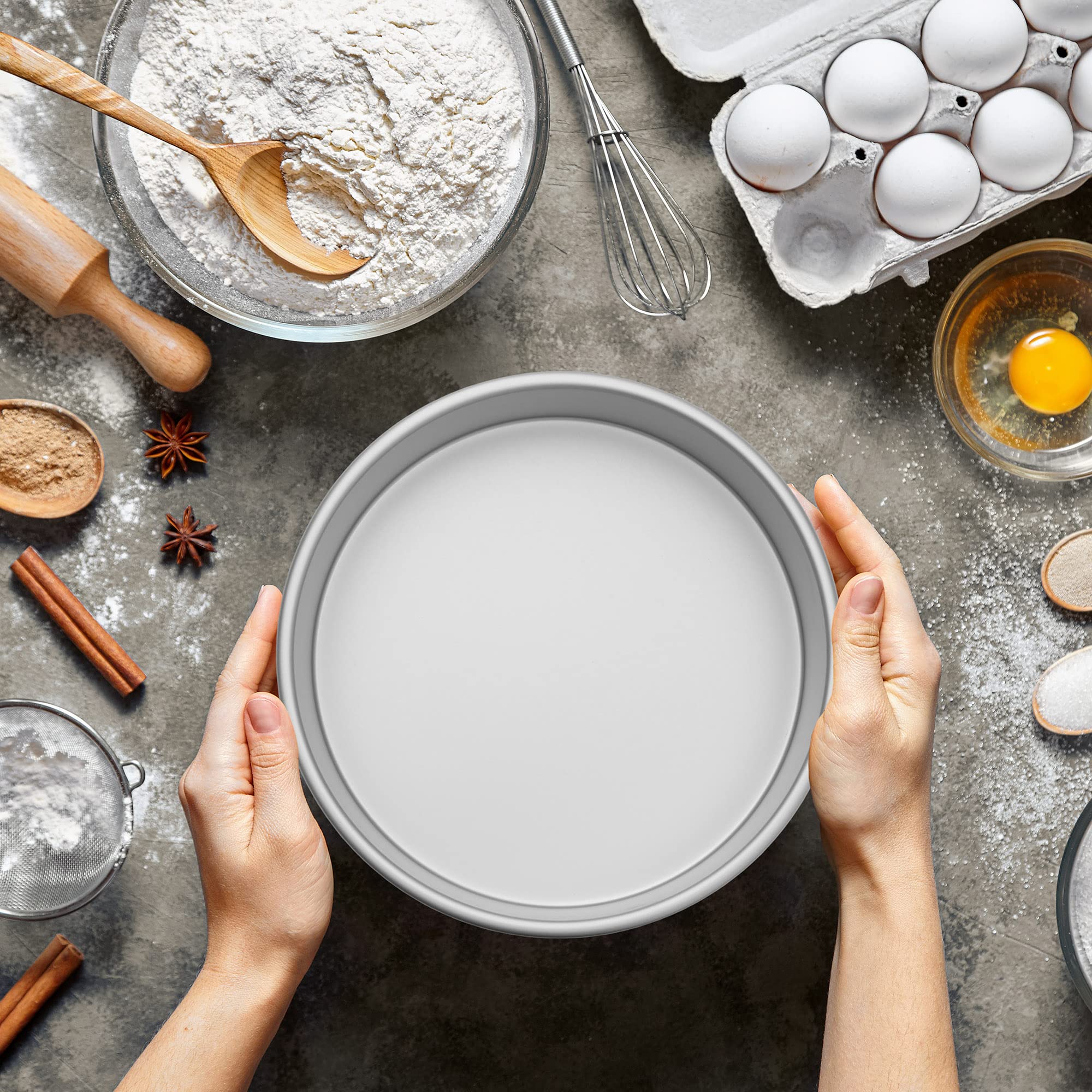 Last Confection 2-Piece Round Cake Pan Set - 6'' X 2'' Deep Aluminum Pans