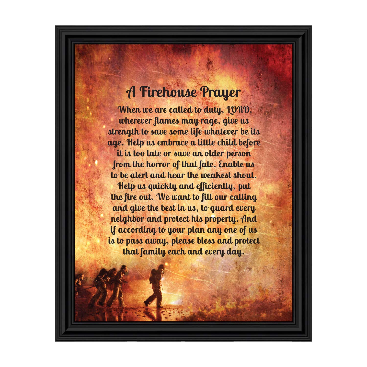 Crossroads Home D  Cor Firemans Prayer Picture Frame, Firefighter Decor, Firefighter Graduation Present, 2107B