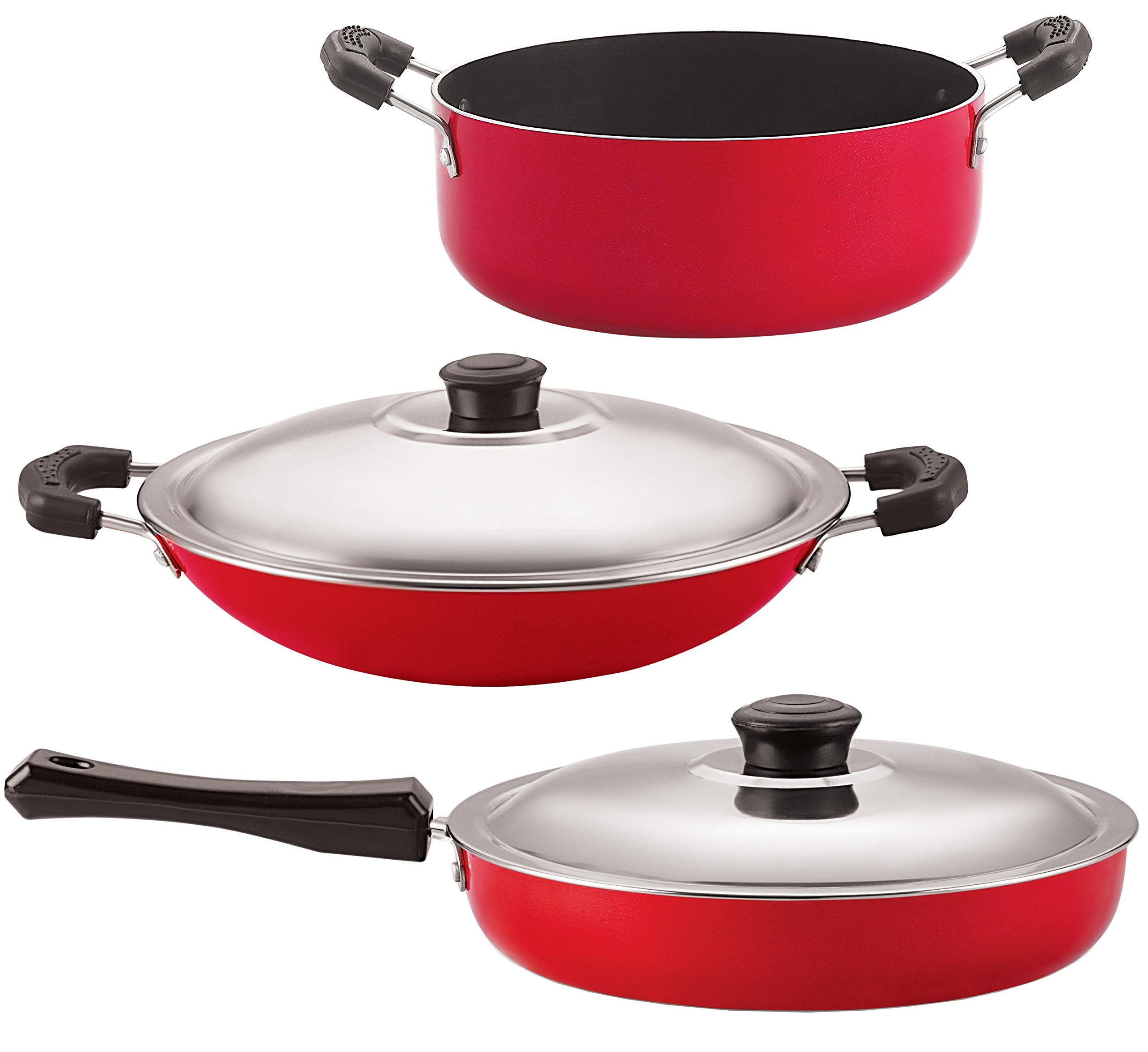 Nirlon NonStick 3 Piece Aluminium Gas Compatible Odor Free Kitchen Essential Set