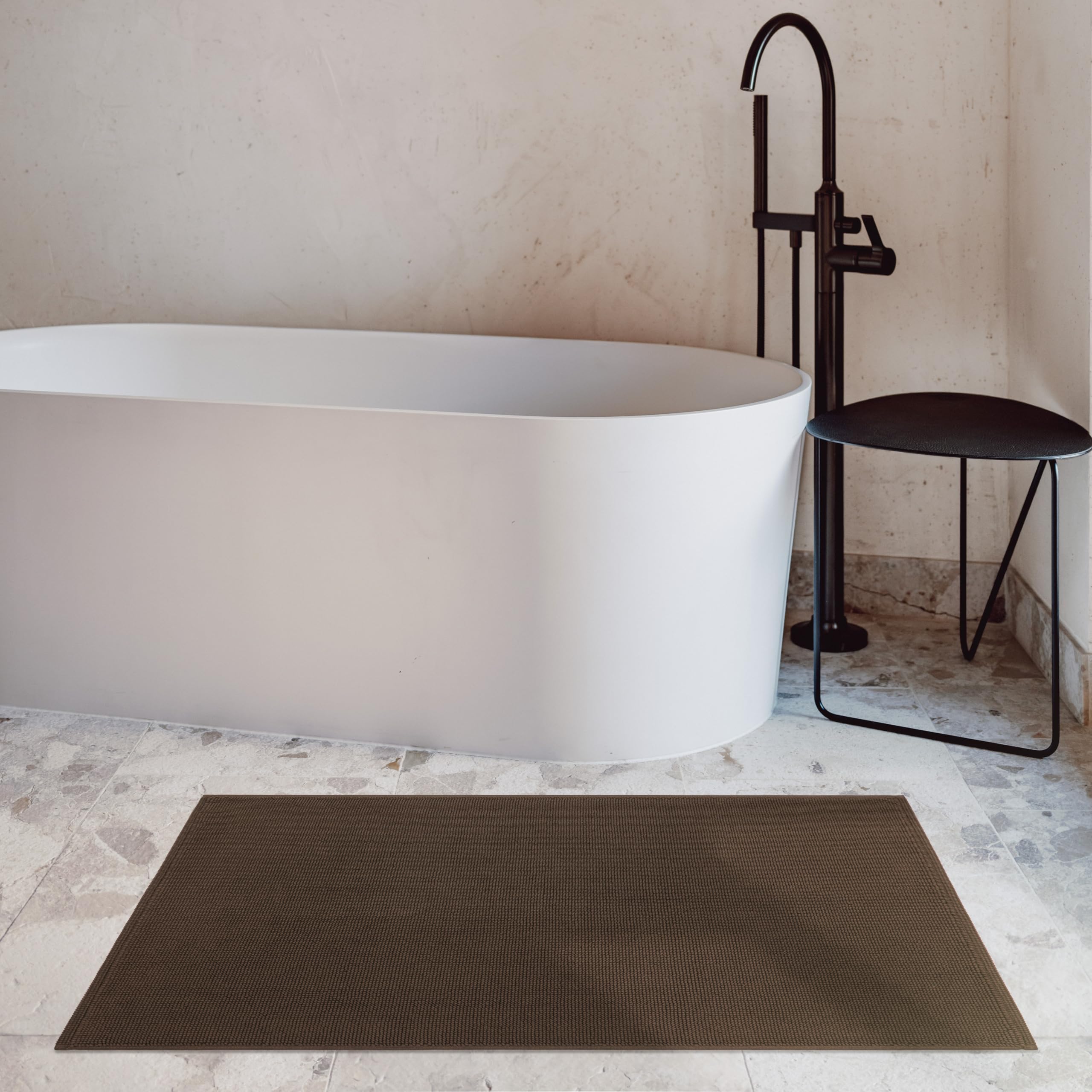 Cotton Paradise Bath Rug for Bathroom  17x24 inch 100% Cotton Non Slip Bath Mat Rug  Soft Absorbent Machine Washable  Brown Bath Rug