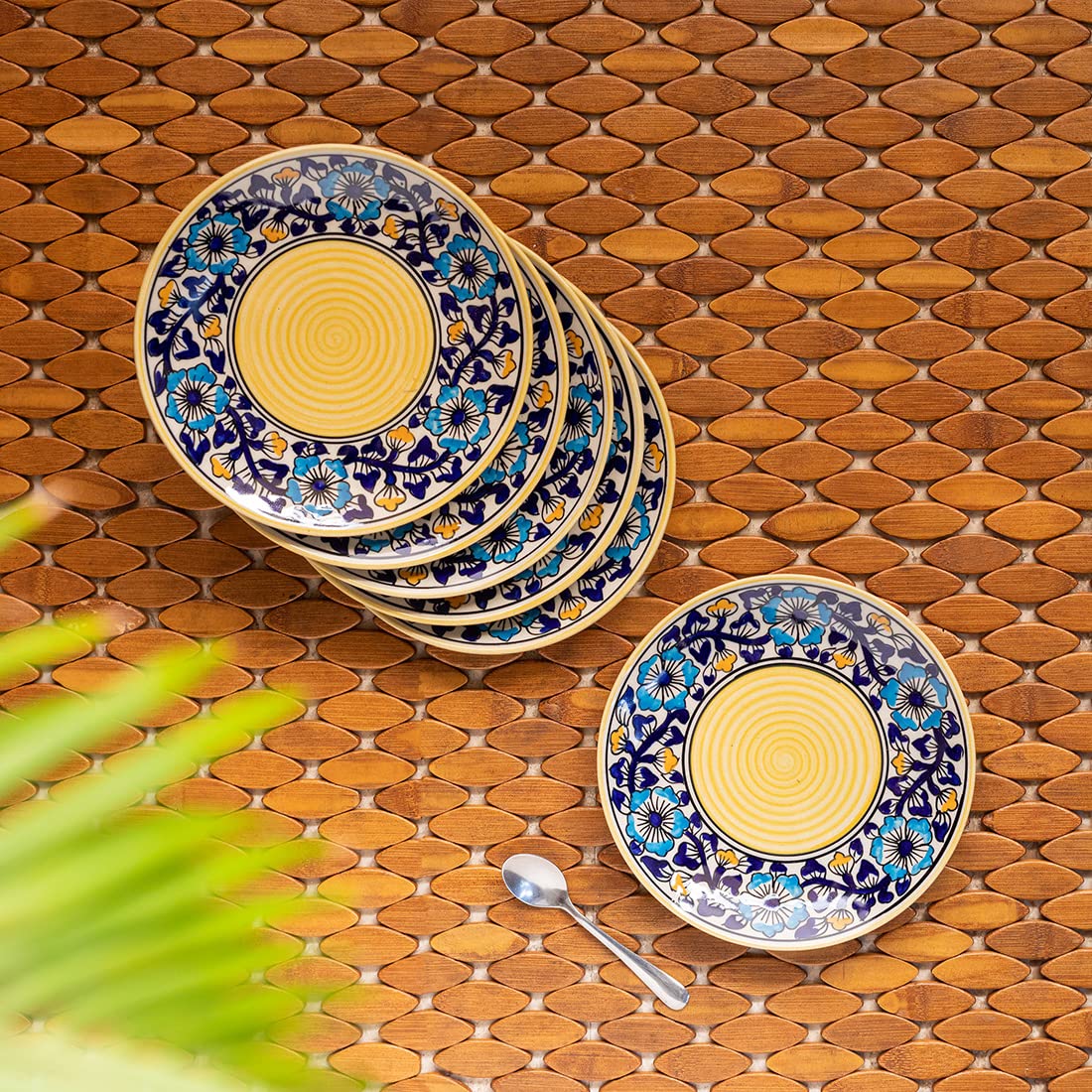 Exclusivelane Ceramic Quarter Plates/Side Plates For Snacks Plates (Set Of 6, 7 Inches, Dishwasher & Microwave Safe) | 'Badamwar