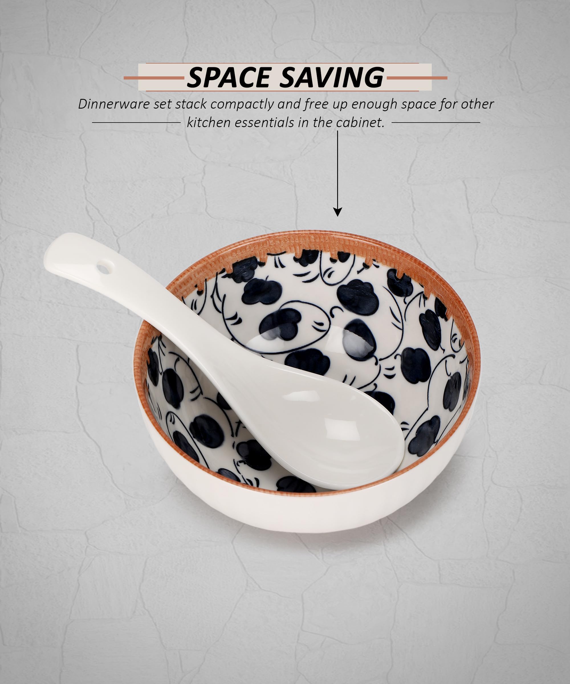 OLWICK 250ml Ceramic Bowls for Cereal, Soup, Pasta, Oatmeal, Salad and Rice, Microwave and Dishwasher Safe, Beautiful Gift Box P