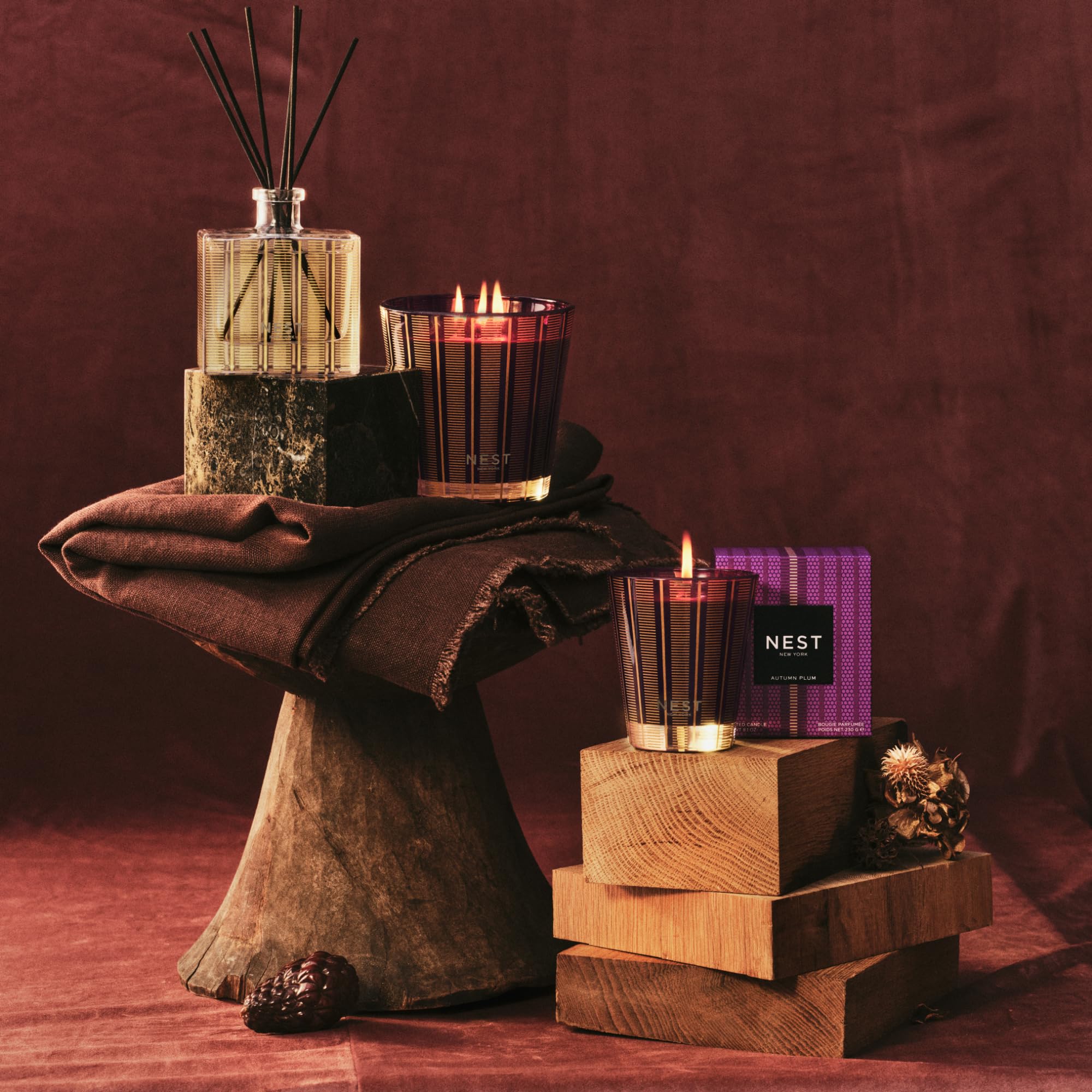 NEST Fragrances Autumn Plum Scented 3-Wick Candle, 21 Ounces