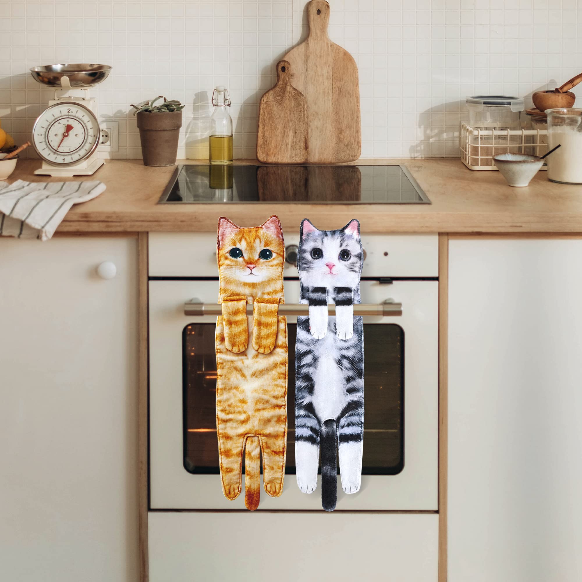 Cat Funny Hand Towels For Bathroom Kitchen - Cute Decorative Cat Decor Hanging Face Towels- Unique Mothers Day Valentines Day Ho