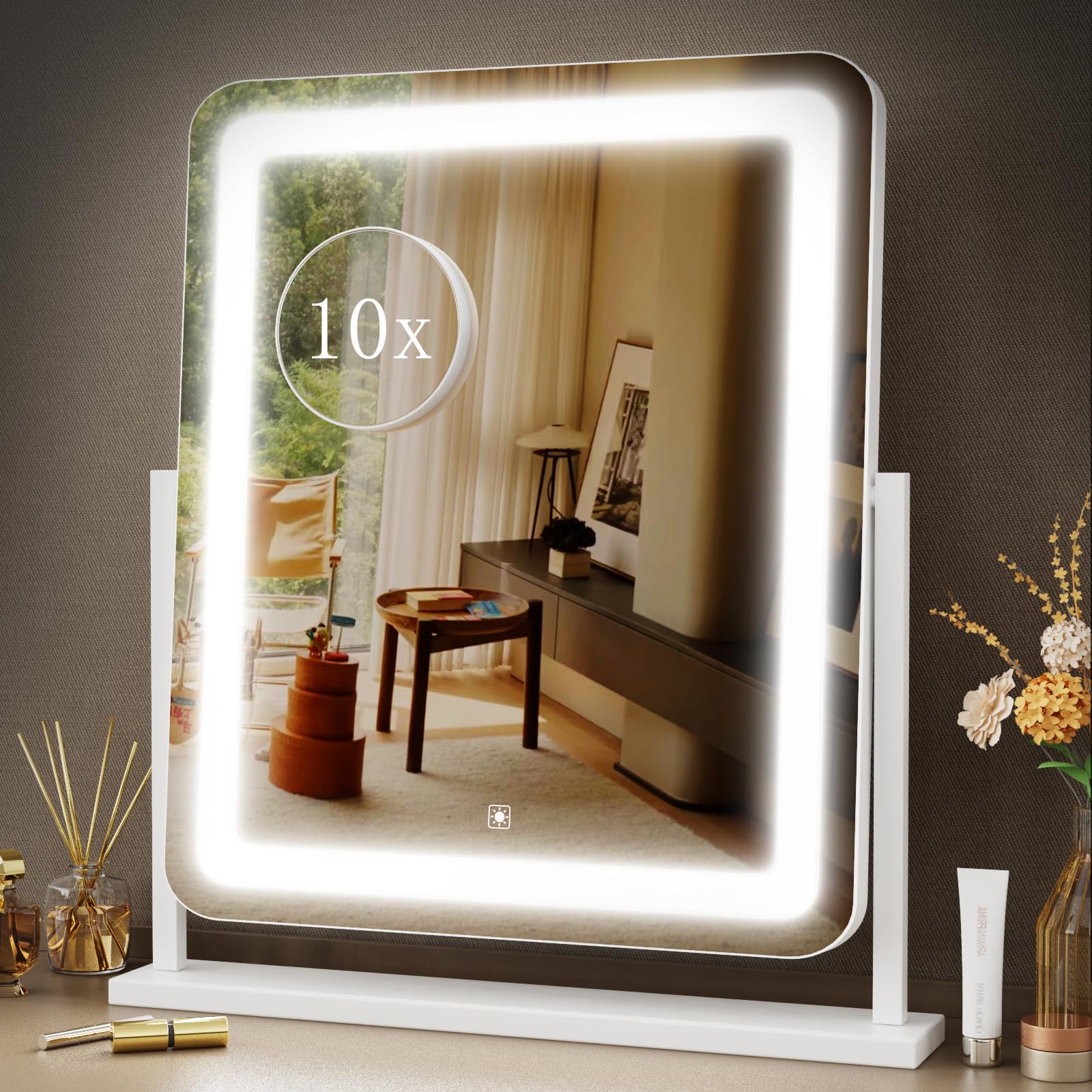 Gvnkvn Makeup Vanity Mirror With Lights 15.2'' Large Led Lighted Mirror, Hollywood Make Up Mirror With Lighting For Bedroom Tabl