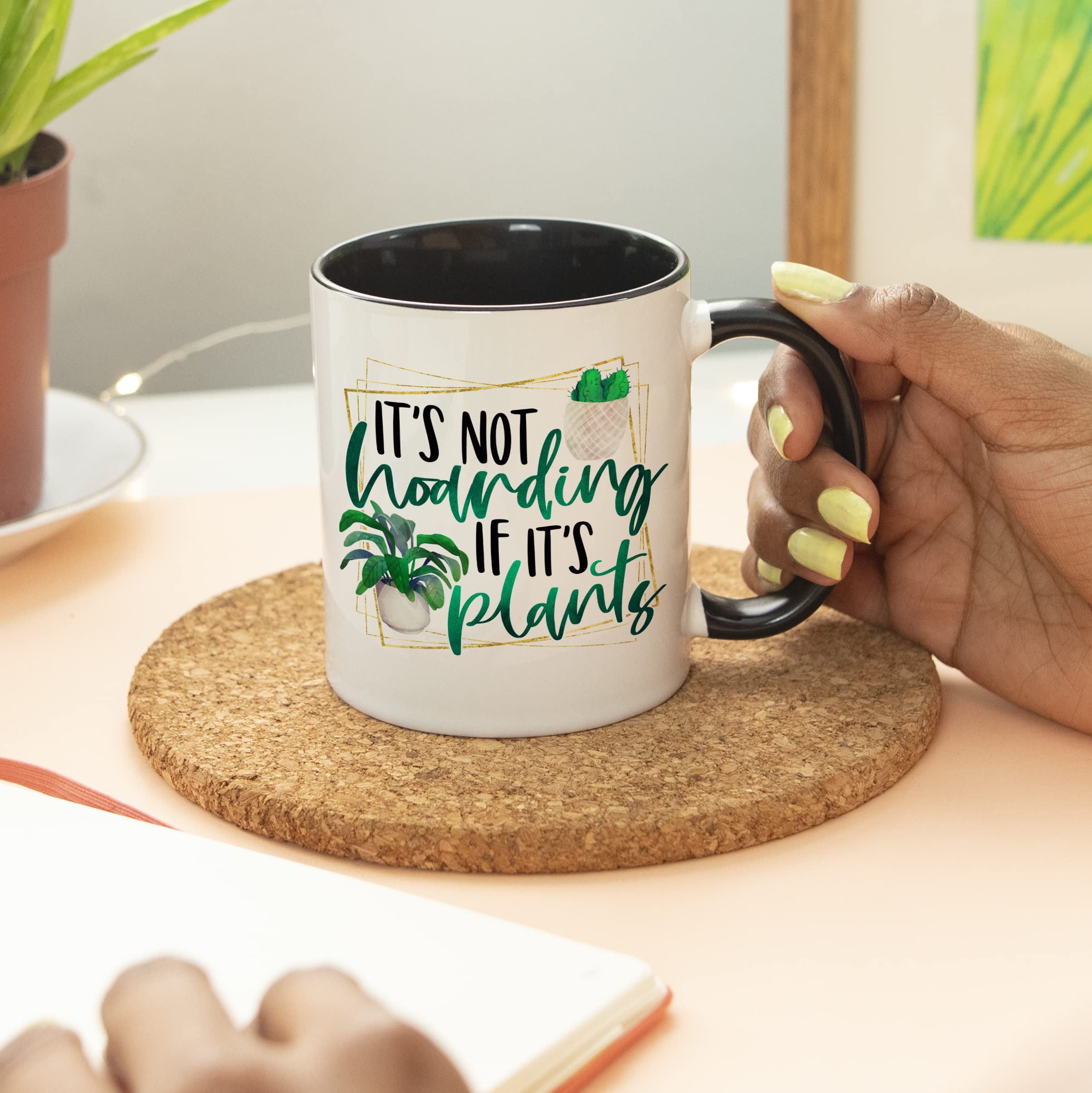 YouNique Designs It's Not Hoarding If It's Plants Crazy Plant Lady Mug, 11 Ounces, Plant Mug, Plant Coffee Mug, Plant Mom Mug, P