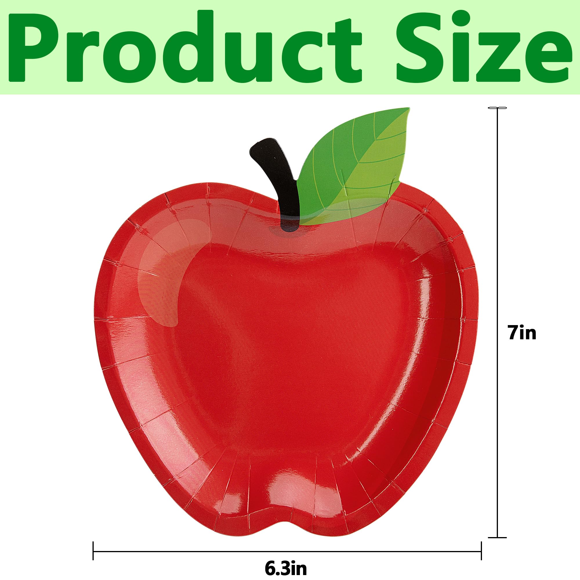 Wehhbtye 50Pcs Back To School Red Apple Paper Plates,First Day Of School Red Apple Paper Plates, Apple Shape Disposable Tablewar