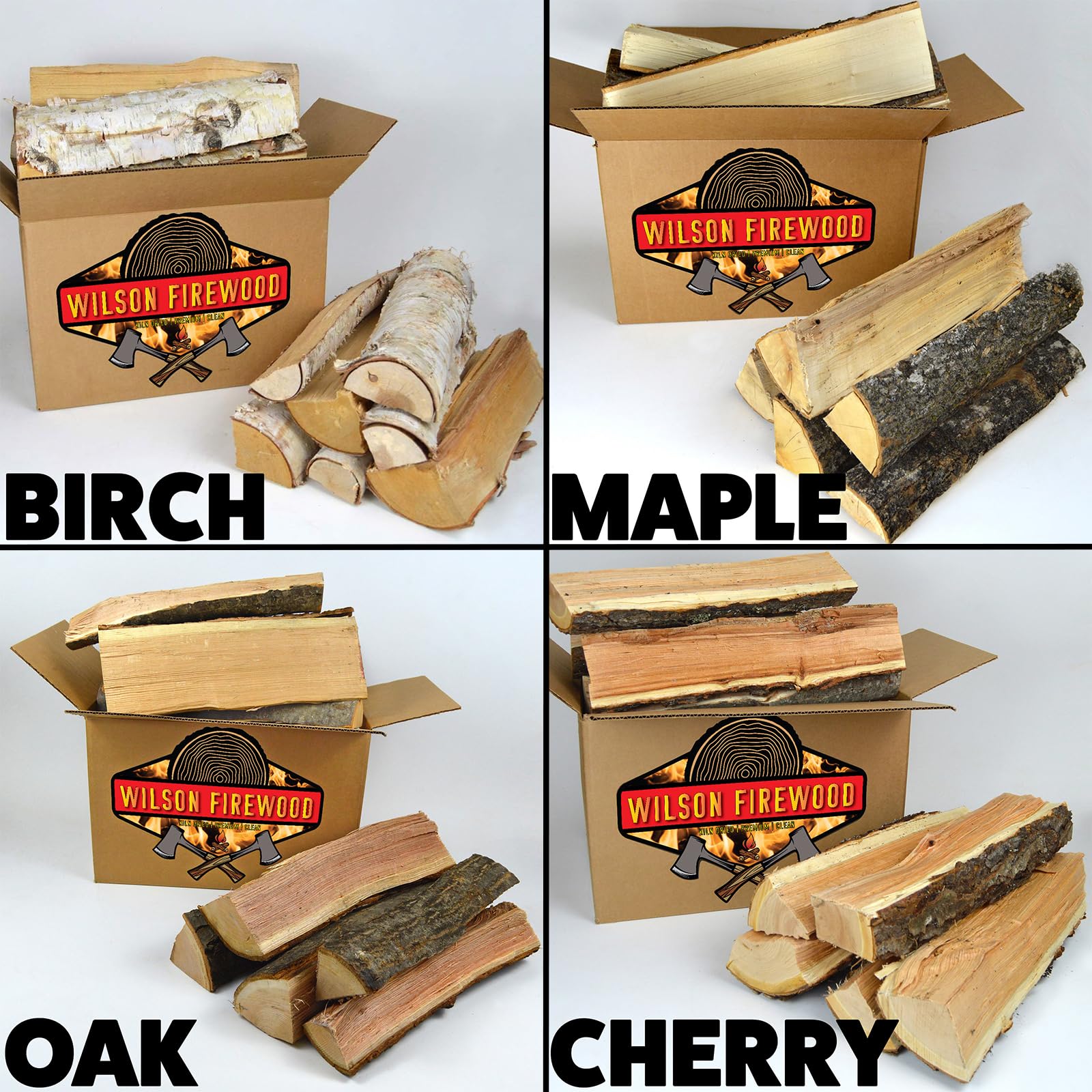 Wilson Cherry Split Firewood - Seasoned Natural Kiln Dried Fireplace, Fire Pit, Bonfire Logs (Regular)