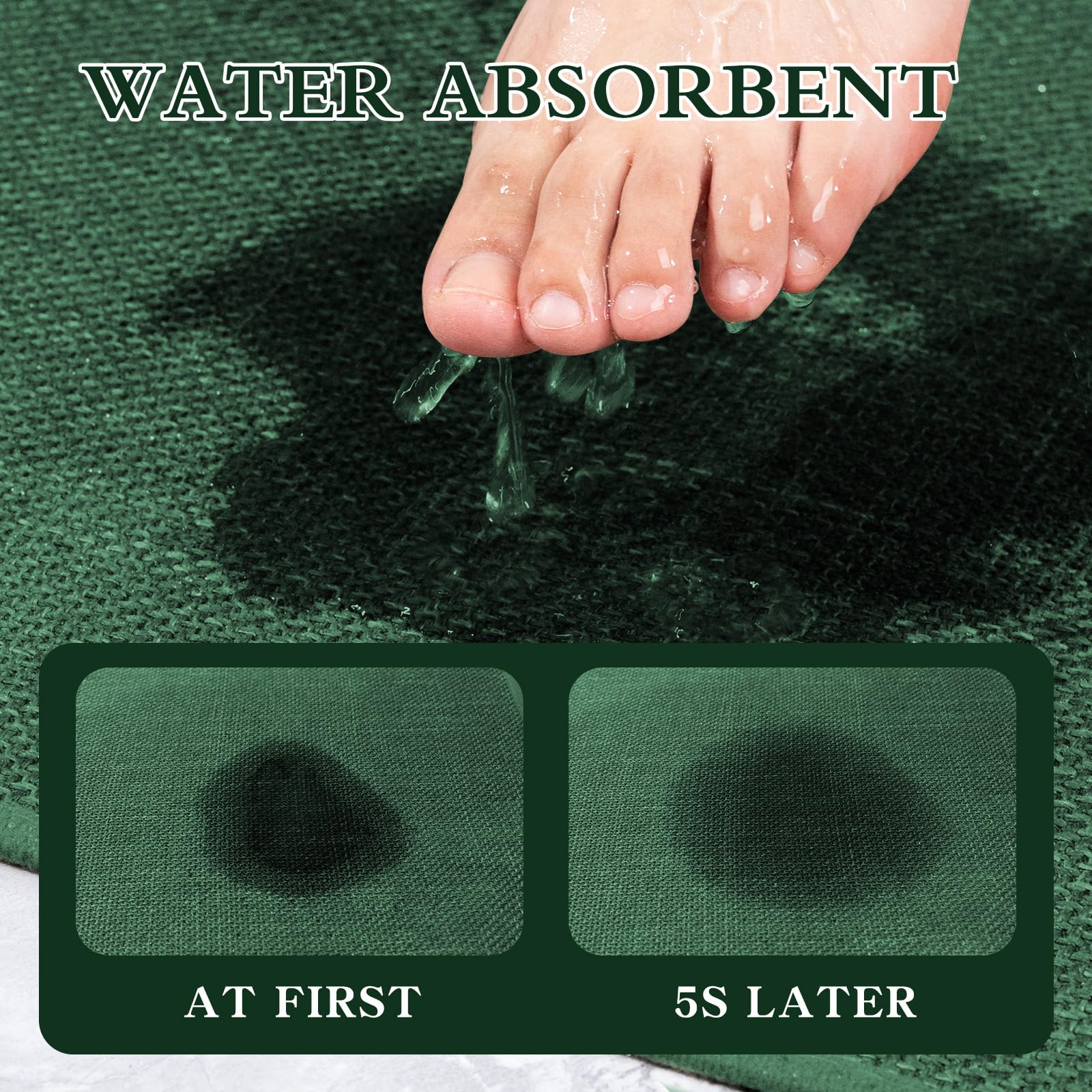 Chakme Bathroom Rugs Mat 47X17, Ultra Thin Non Slip Bath Mat Runner Quick Dry Absorbent Bath Mat For Bathroom Floor, (Green, 47'