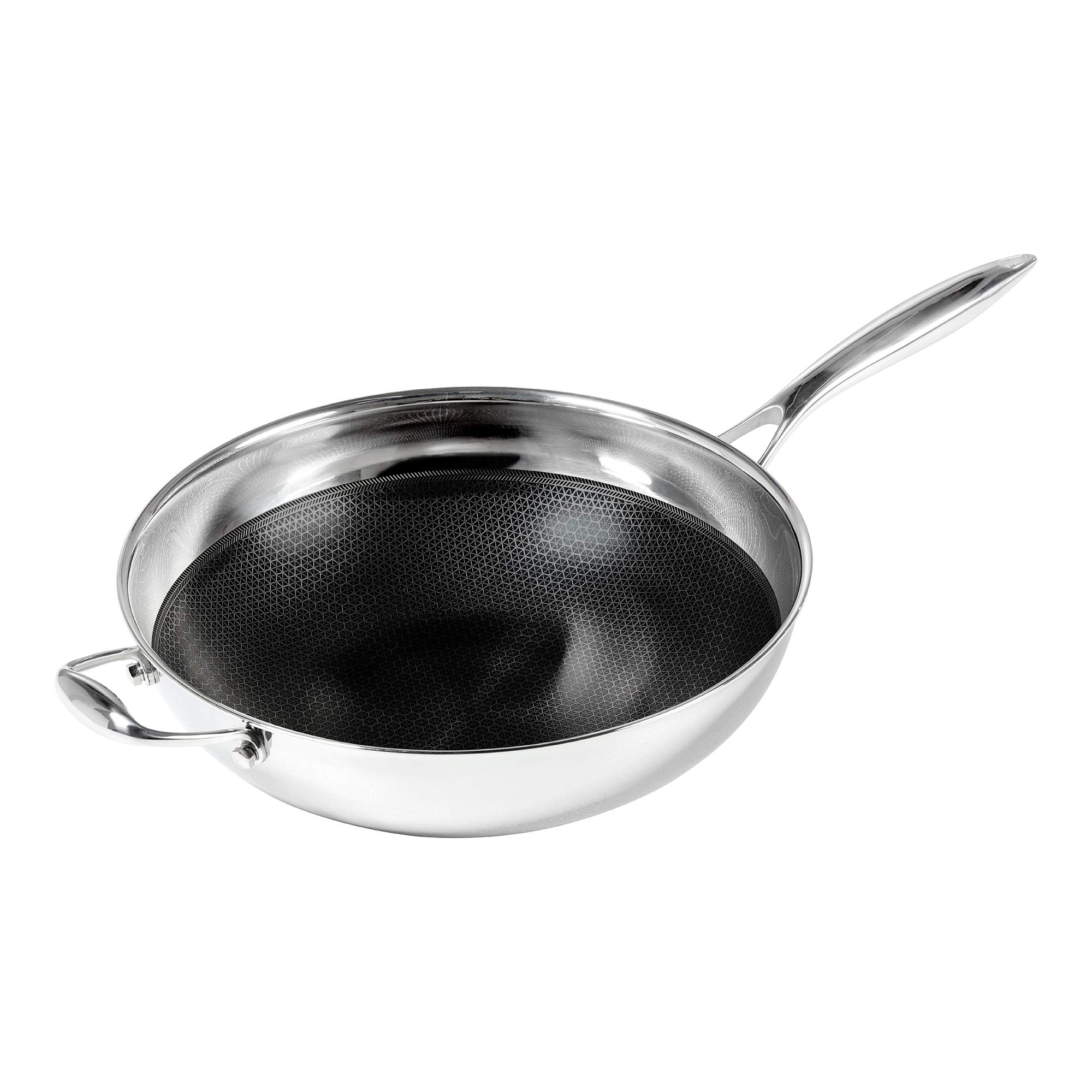 Black Cube Quick Release Cookware Wok With Helper Handle, 12.5-Inch/2.5 Quart