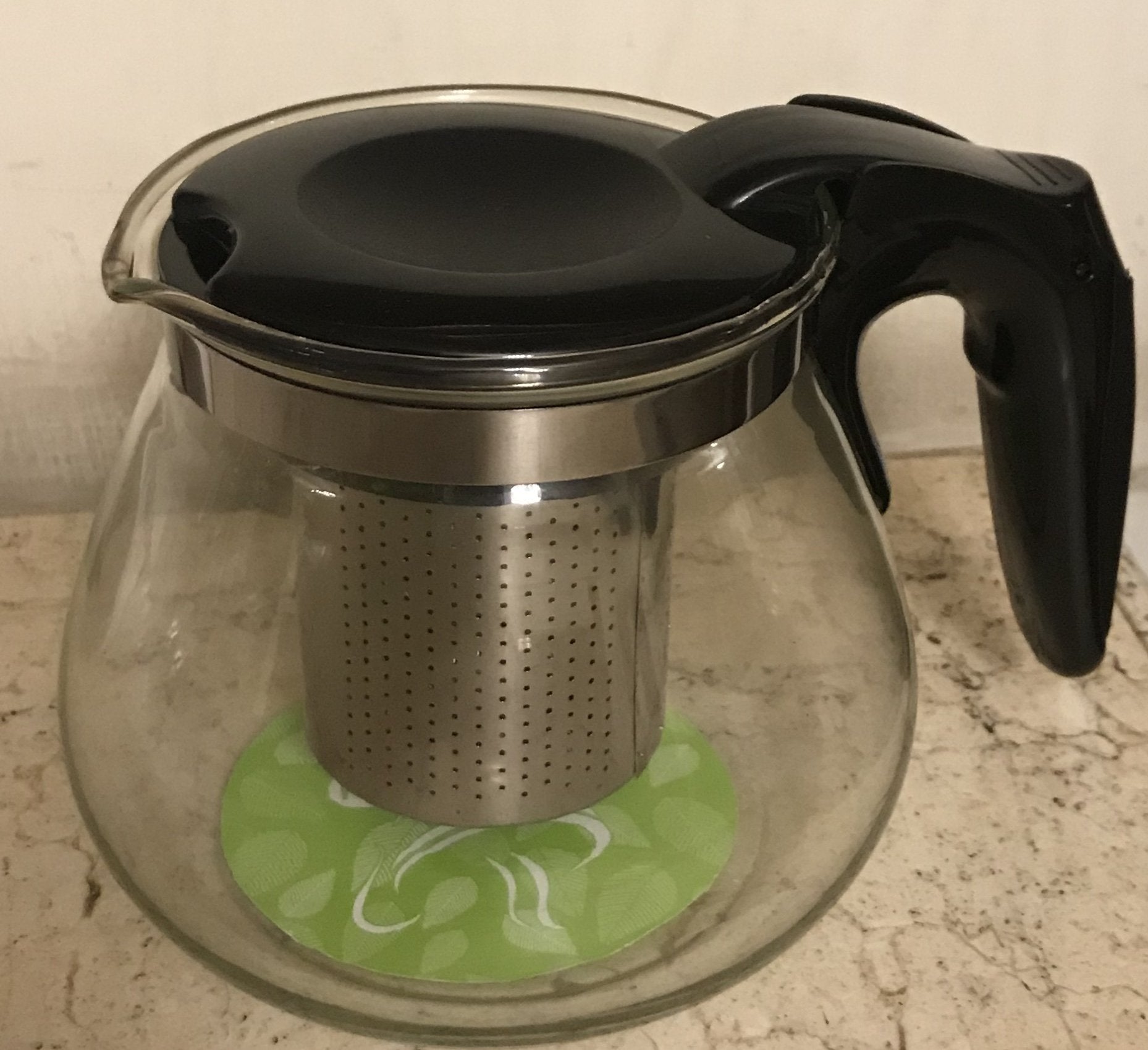 Tempered Glass 3-Cup Tea Pot w/Removable Steel Infuser, 25 Fluid Ounces by Pride Of India