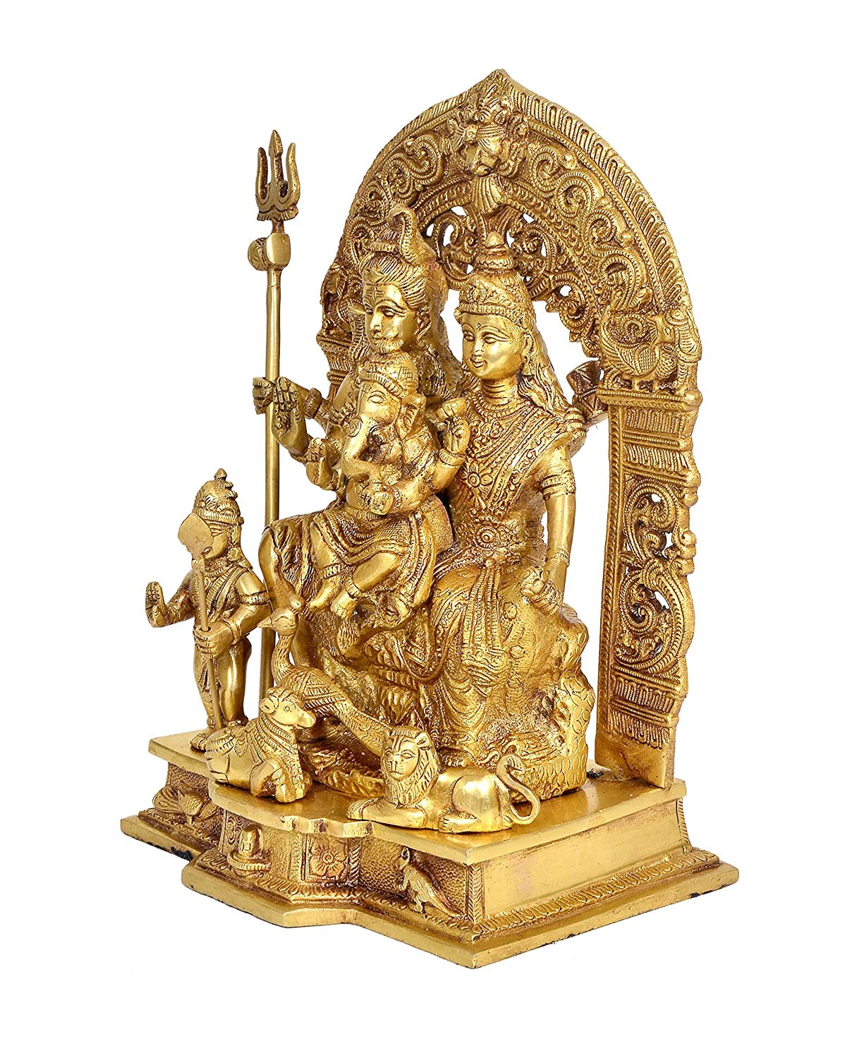 Aona Shiv Parivar Brass Action Pooja Idol/Brass Made Shiv Parivar/Shiv Parvati Ganesh Idol For Good Luck, Success And Prosperity