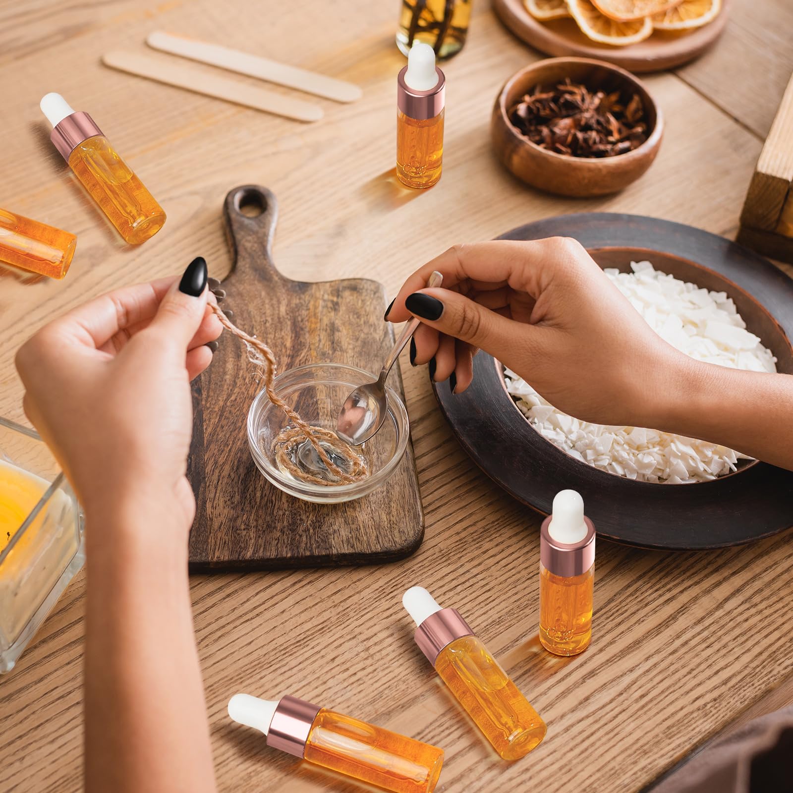 Didaey 100 Pcs Mini Glass Dropper Bottle Bulk, 5 Ml Rose Gold Clear Essential Oil Dropper Bottles Small Tincture Empty Bottles S