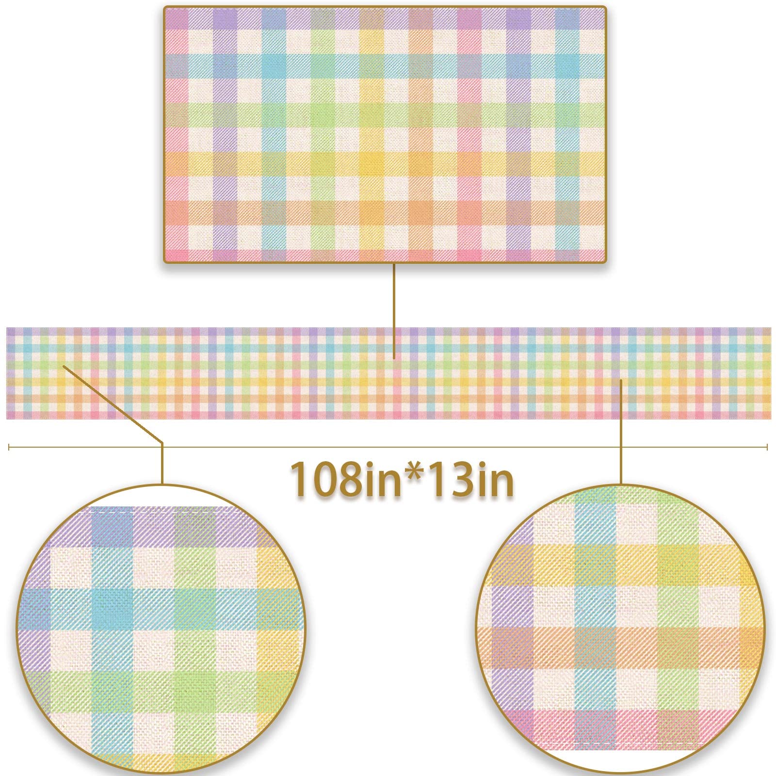 Pudodo Easter Buffalo Plaid Check Table Runner Spring Holiday Farmhouse Fireplace Kitchen Dining Room Home Party Decoration (13'