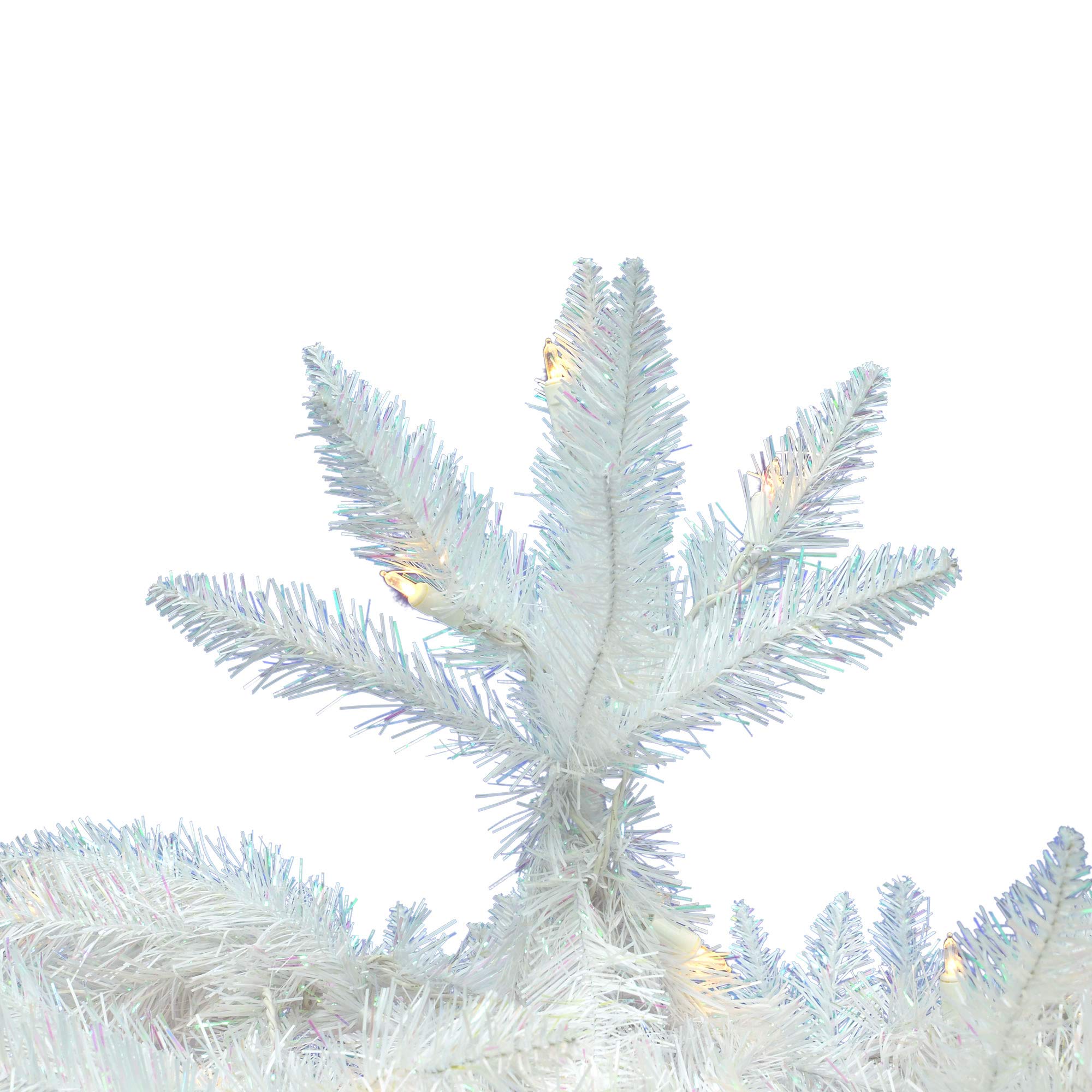 Vickerman 6' Sparkle White Spruce Pencil Artificial Christmas Tree, Warm White LED Lights - Faux Spruce Christmas Tree - Seasona
