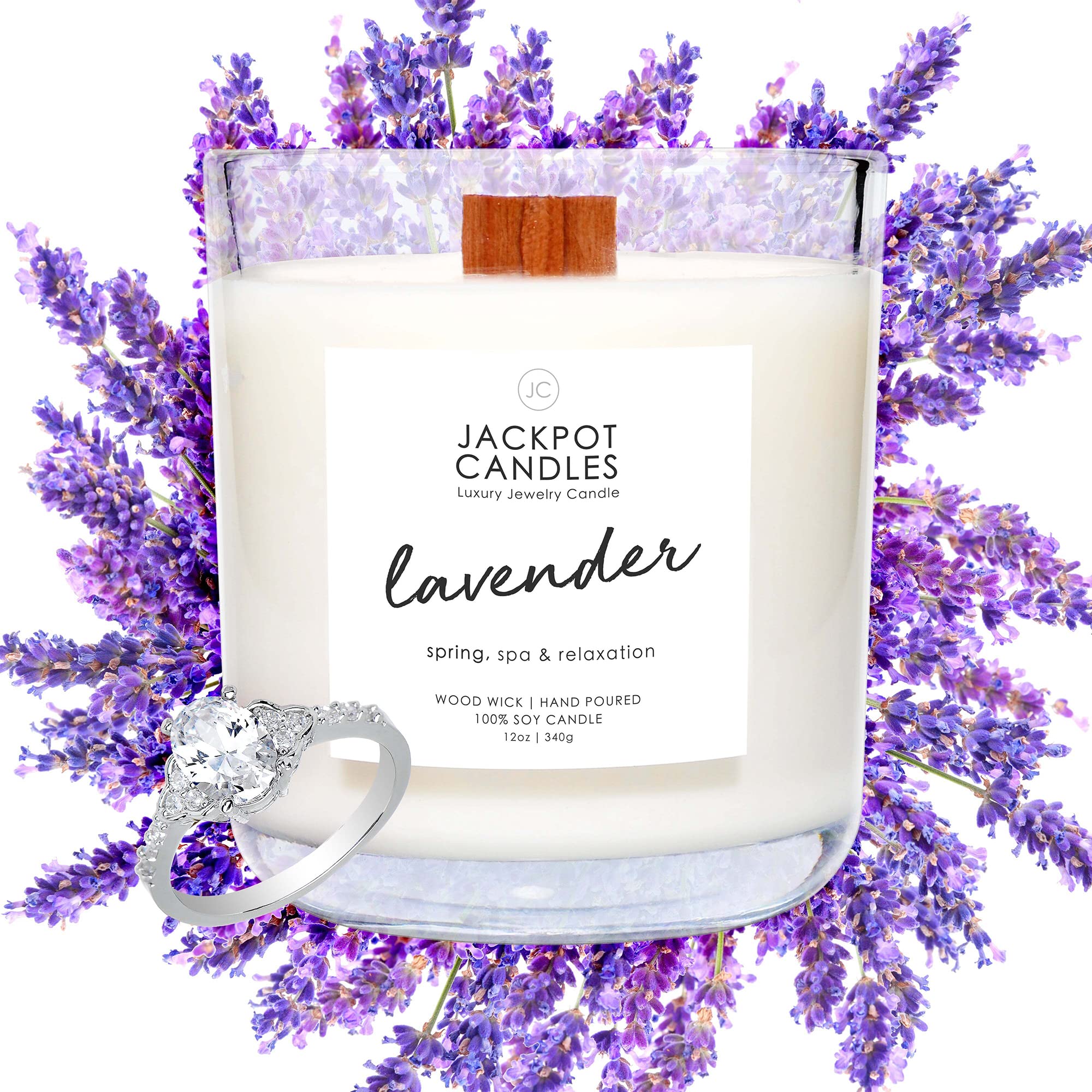 Lavender Candle with Ring Inside (Surprise Jewelry Valued at $15 to $5,000) Ring Size 5