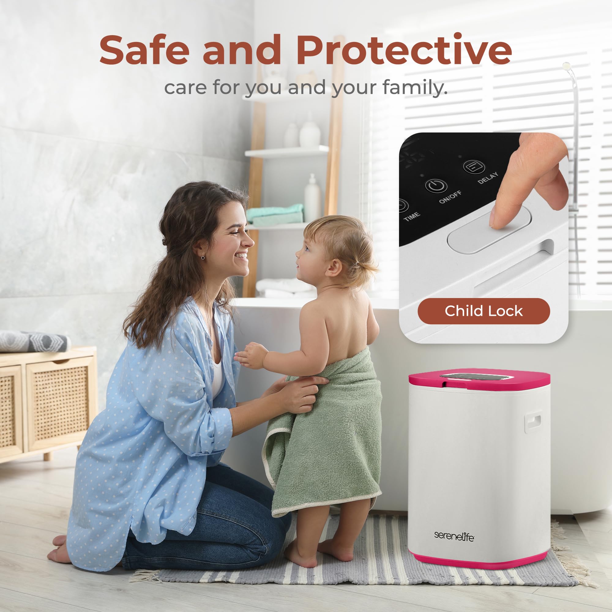 Serenelife Towel Warmers For Bathroom, 23L Luxury Heater, Blanket Warmer Bucket, Led Display, Up To 24 Hours Delay, 3 Heating Mo