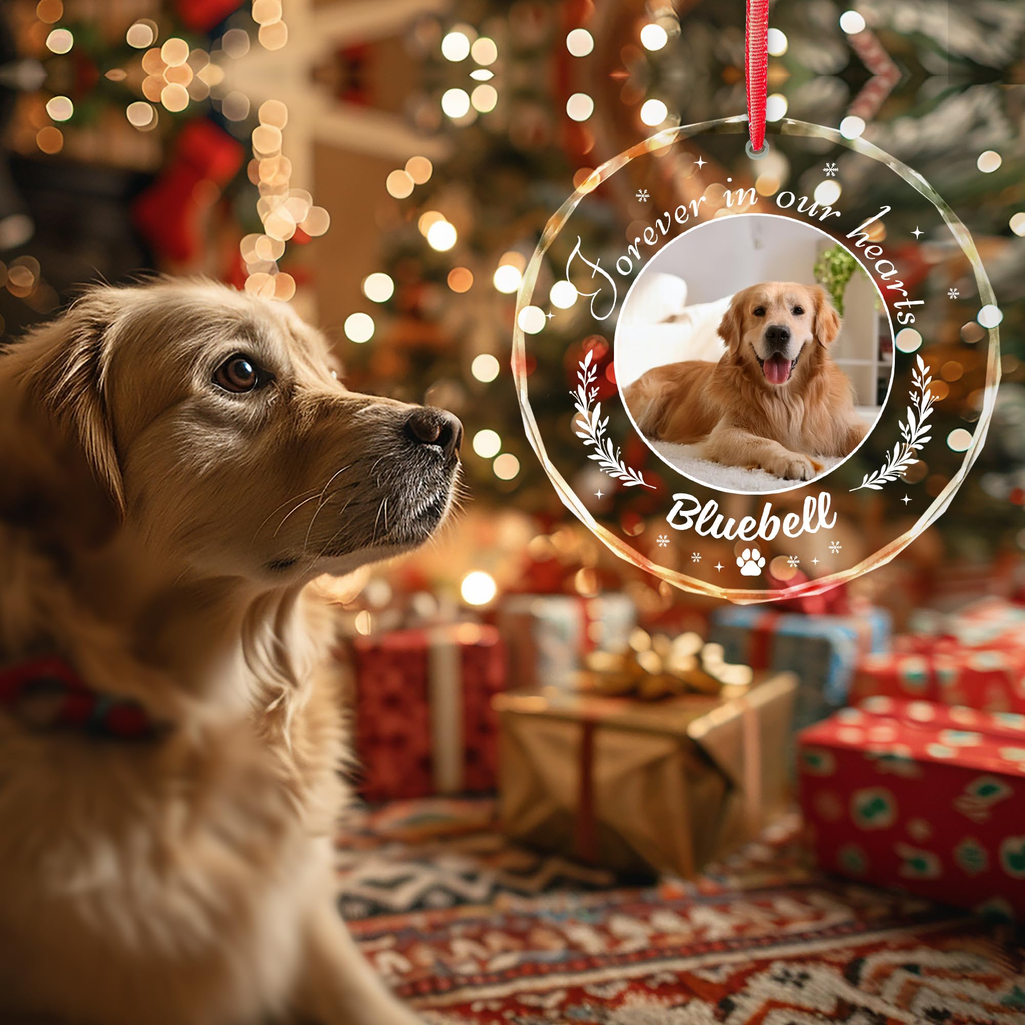 Dog Remembrance Ornaments Personalized 2025 - Pet Memorial Christmas Ornaments with Photo - in Loving Memory, Pet Loss, Dog Symp