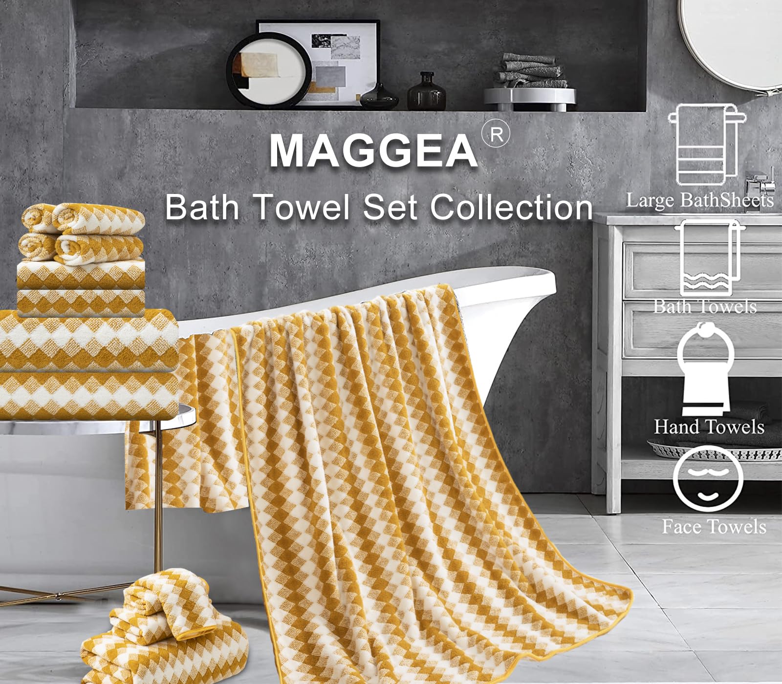 4 Piece Bath Towel Oversized Bath Sheet 35''X70'' Bathroom Towel Extra Large Bath Towel Set Soft Highly Absorbent Quick Dry Prem