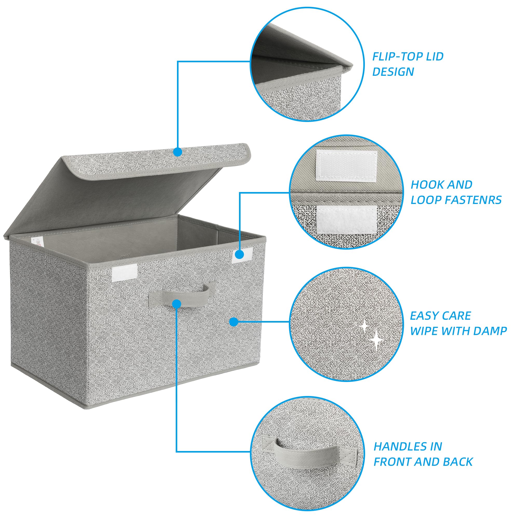 GRANNY SAYS Large Storage Bins with Lids  Fabric Storage Boxes for Clothing  Closet Organizers and Storage for Organizing Wire Shelves Closet Bookshelf  Gray  2-Pack