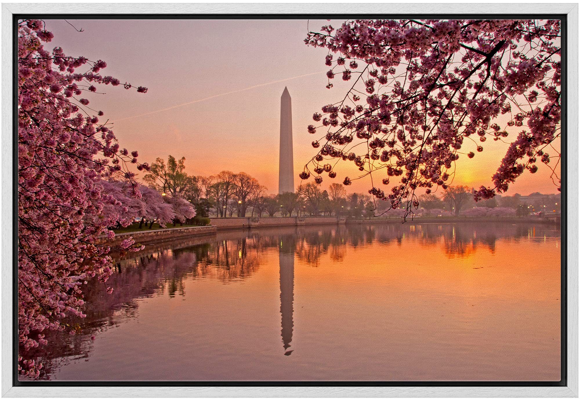 Framed Canvas Prints Wall Art - Cherry Blossom Festival At The National Mall Washington, Dc | Modern Wall Decor/Home Art Stretch