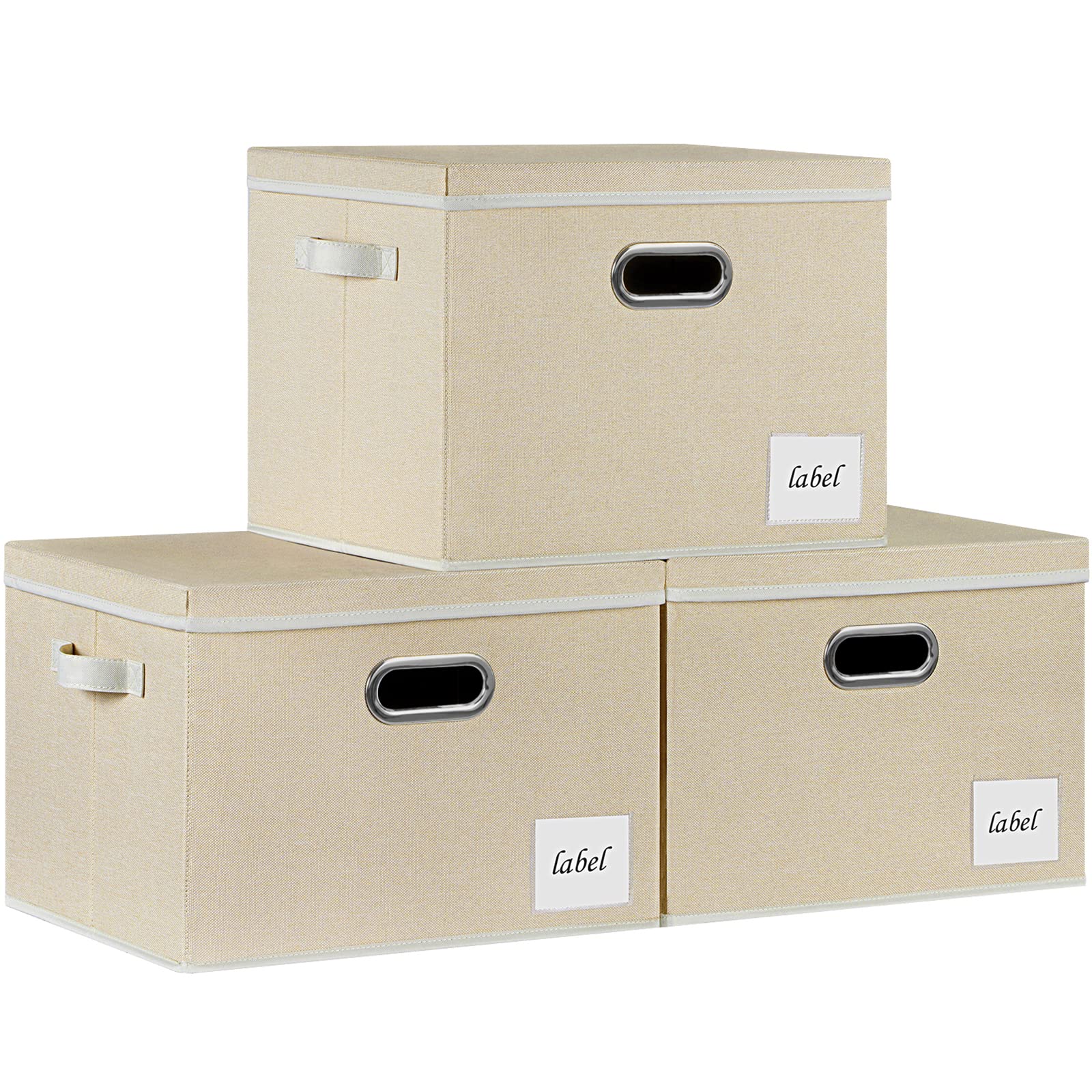 Pffvrp Extra Large Storage Bins With Lids, Foldable Linen Fabric Storage Boxes With Lids, Storage Basket With Lid With Handles A